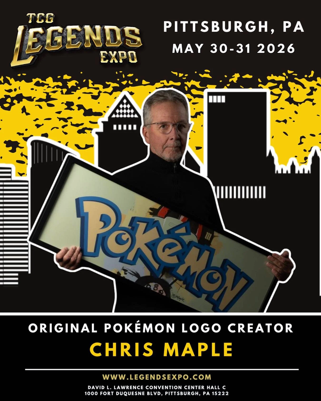 🚨 GUEST ANNOUNCEMENT 🚨

This one is HISTORIC, Pok&eacute;fans! 😤🔥

We are absolutely thrilled to welcome Chris Maple (@chrismaplecreator) to TCG Legends Expo in Pittsburgh! Chris is the original creator of the Pok&eacute;mon logo, commissioned in