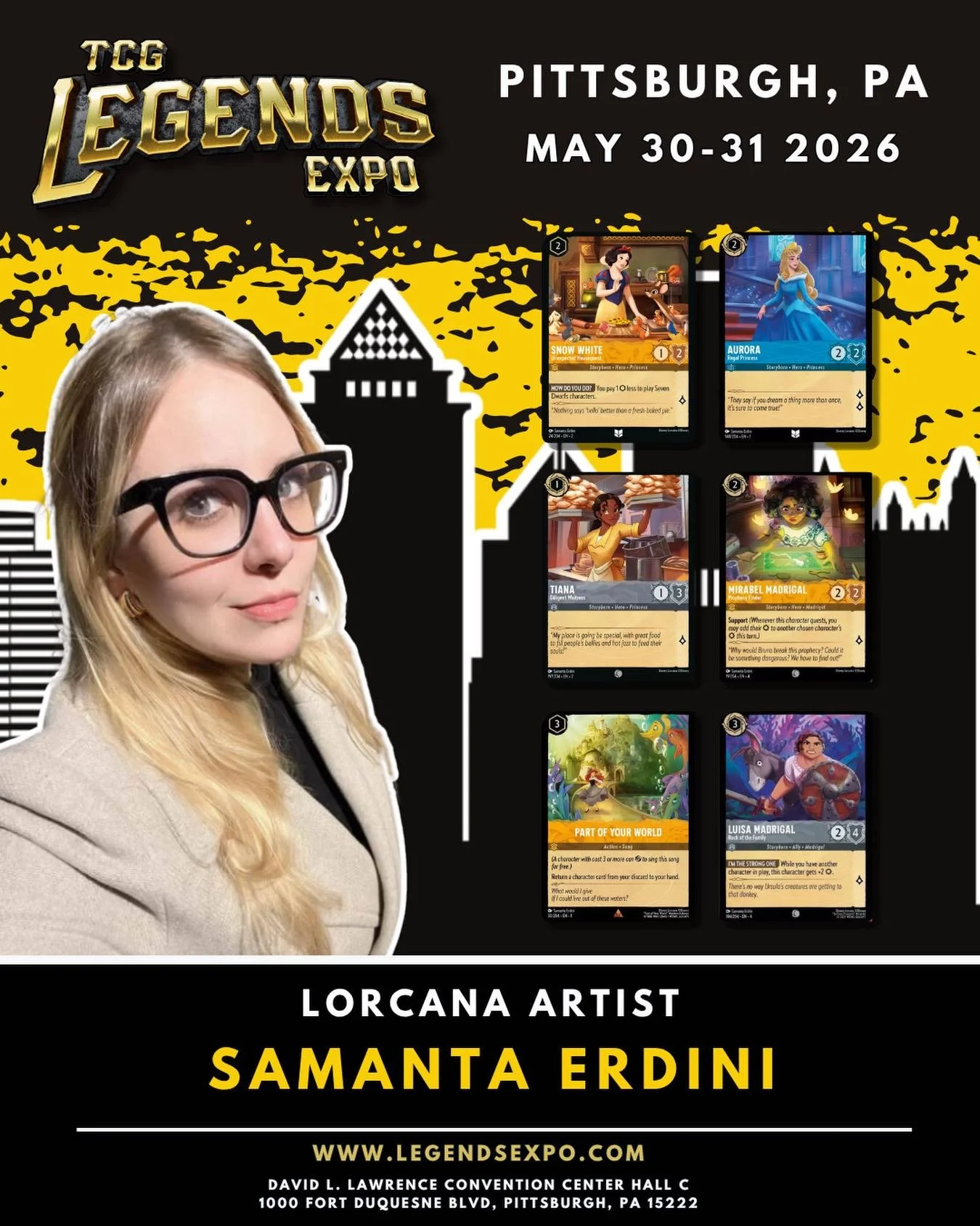 🚨 GUEST ANNOUNCEMENT 🚨

Lorcana fans, this one is for you! 🕯️✨

We are THRILLED to welcome Samanta Erdini (@erdiniart) to TCG Legends Expo in Pittsburgh! Samanta is a concept and character design artist from Argentina who has been with Disney Lorc