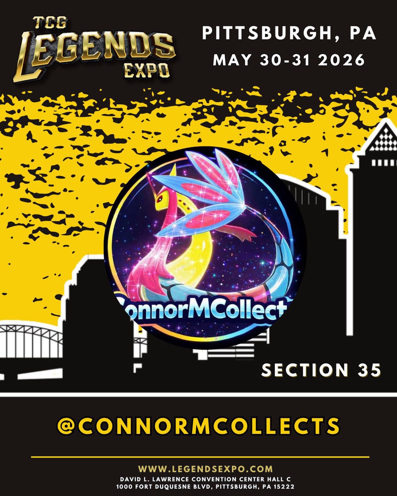 Our show wouldn&rsquo;t be possible without the support of our amazing vendors! 🙌✨

We are so excited to welcome @connormcollects to TCG Legends Expo in Pittsburgh at Section 35! Come swing by, check out what they&rsquo;ve got, and show them some lo