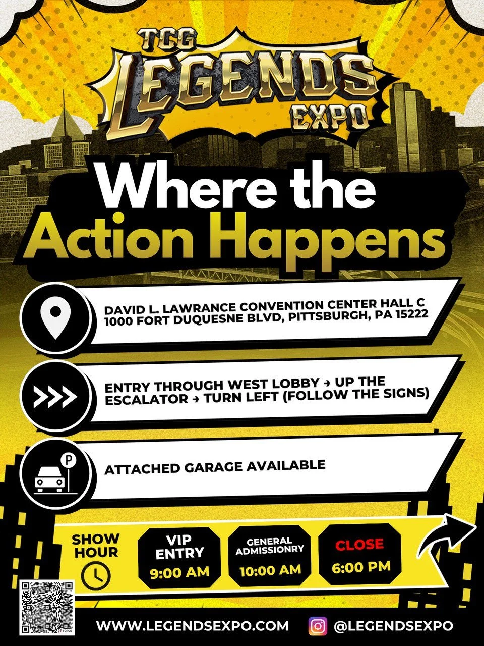📍 EVERYTHING YOU NEED TO KNOW BEFORE YOU GO! 📍

Pittsburgh, TCG Legends Expo is almost here and we want to make sure you are fully prepared for the best weekend of the year! Swipe through for all the details! 👉🔥

🎟️ Tickets &amp; Vendor Tables a