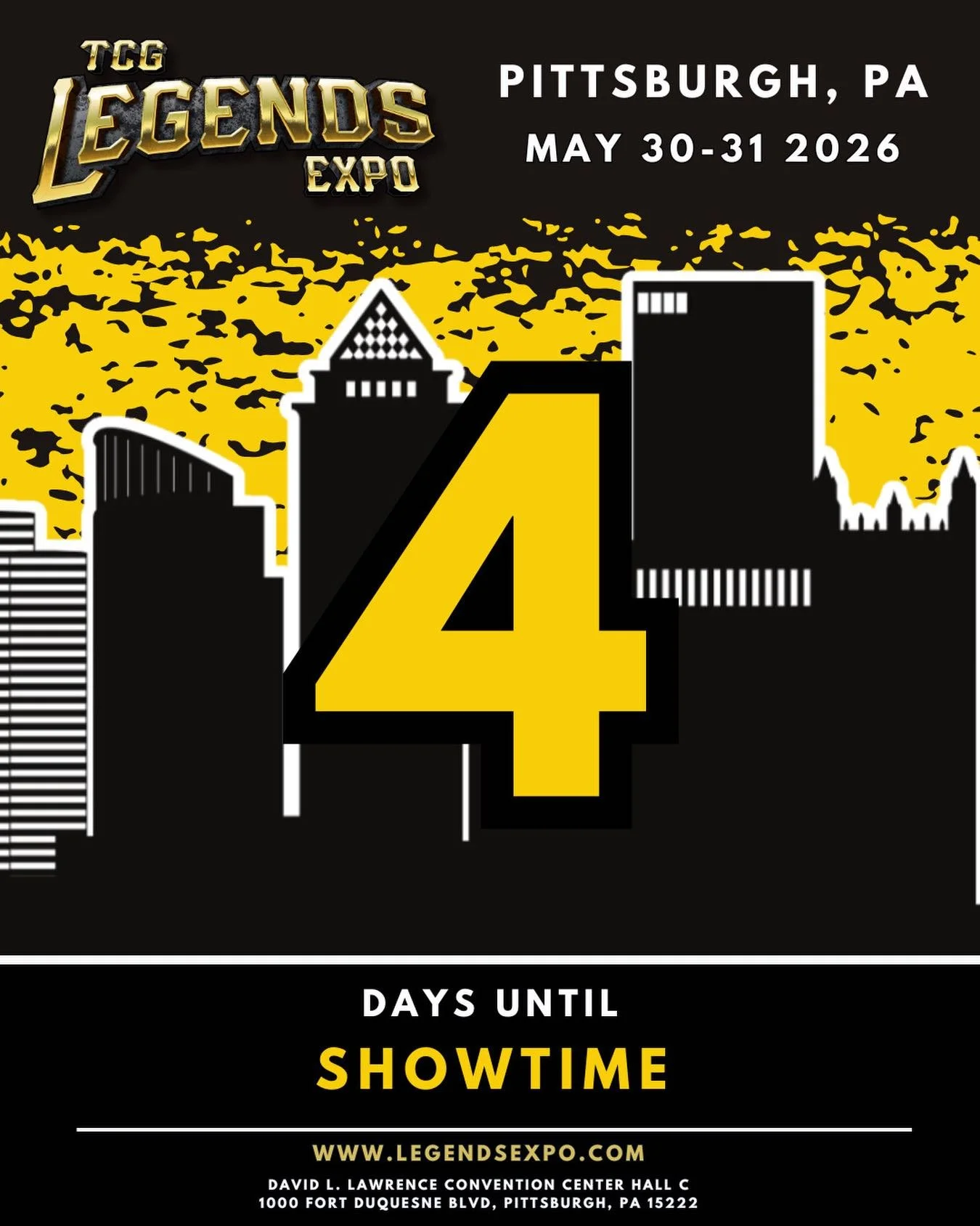 4️⃣ FOUR DAYS TO SHOWTIME! 🚨

We said what we said, this is going to be the best TCG Legends Expo yet! 🔥 The lineup is stacked, the vendors are elite, and Pittsburgh is ready. The only question is... are YOU?!

Last chance to grab VIP before it&rsq