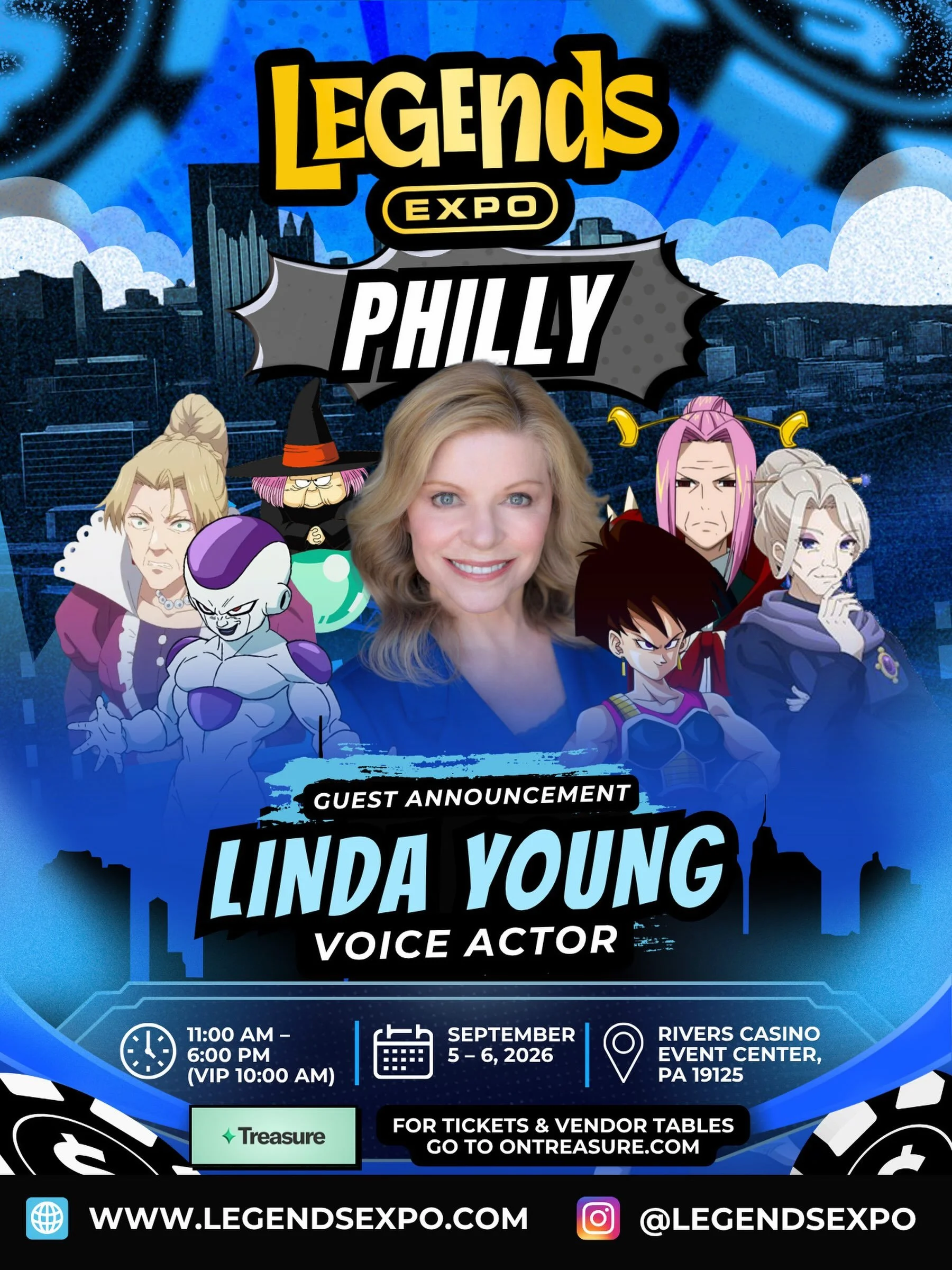 The voice of Frieza is coming to Philly. 🎙️❄️ We are THRILLED to welcome Linda Young to Legends Expo Philly! Best known as Frieza in Dragon Ball Z, Linda also voices Genkai in Yu Yu Hakusho, Porlyusica in Fairy Tail, Kurozumi Higurashi in One Piece,