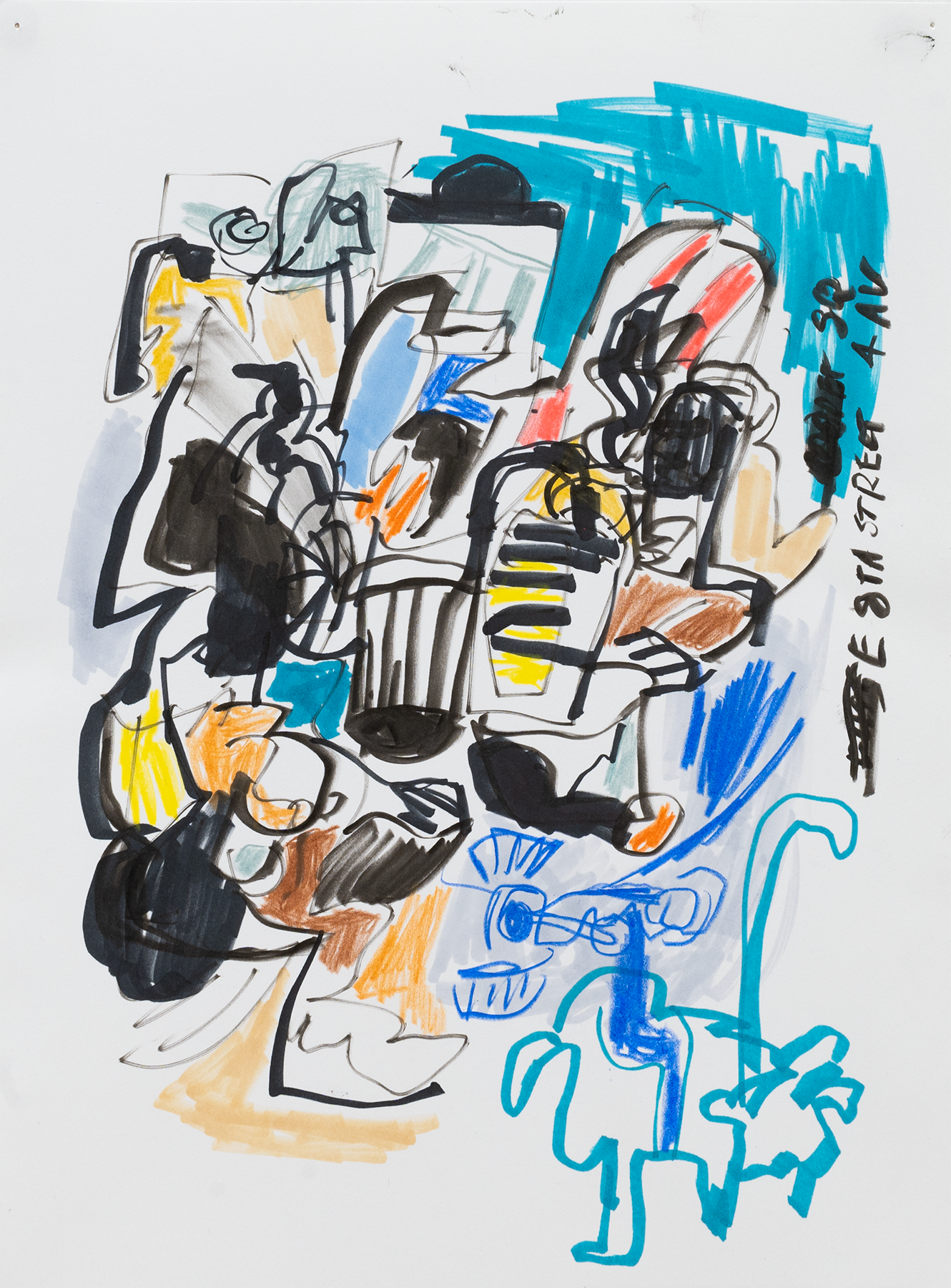 E 8th St & 4th Av
ink, pencil and pen on paper
9" x 12"