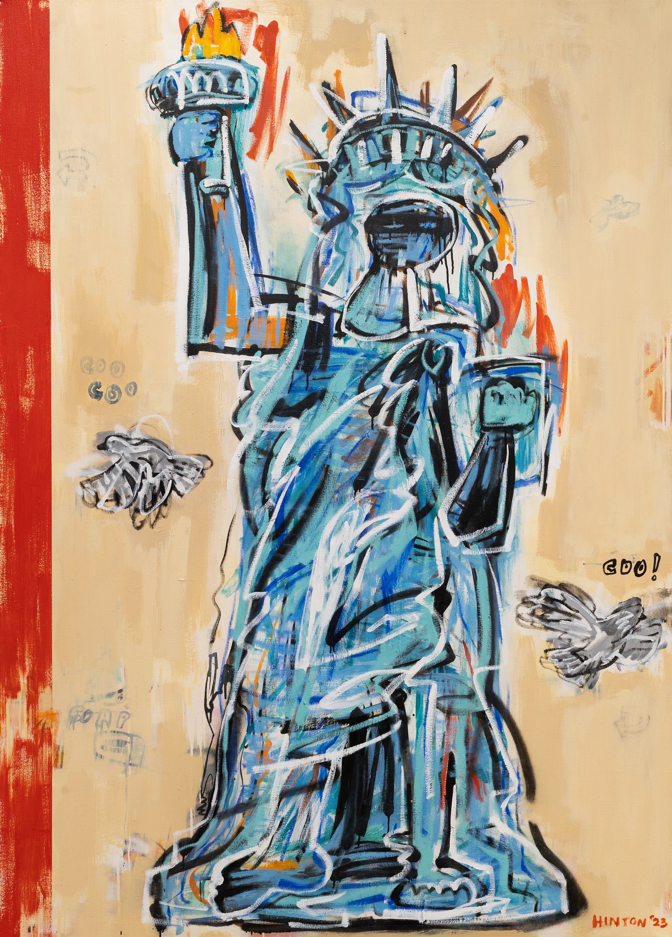The Statue of Liberty
oil, oil-based enamel spray paint and acrylic on canvas
78” x 54”