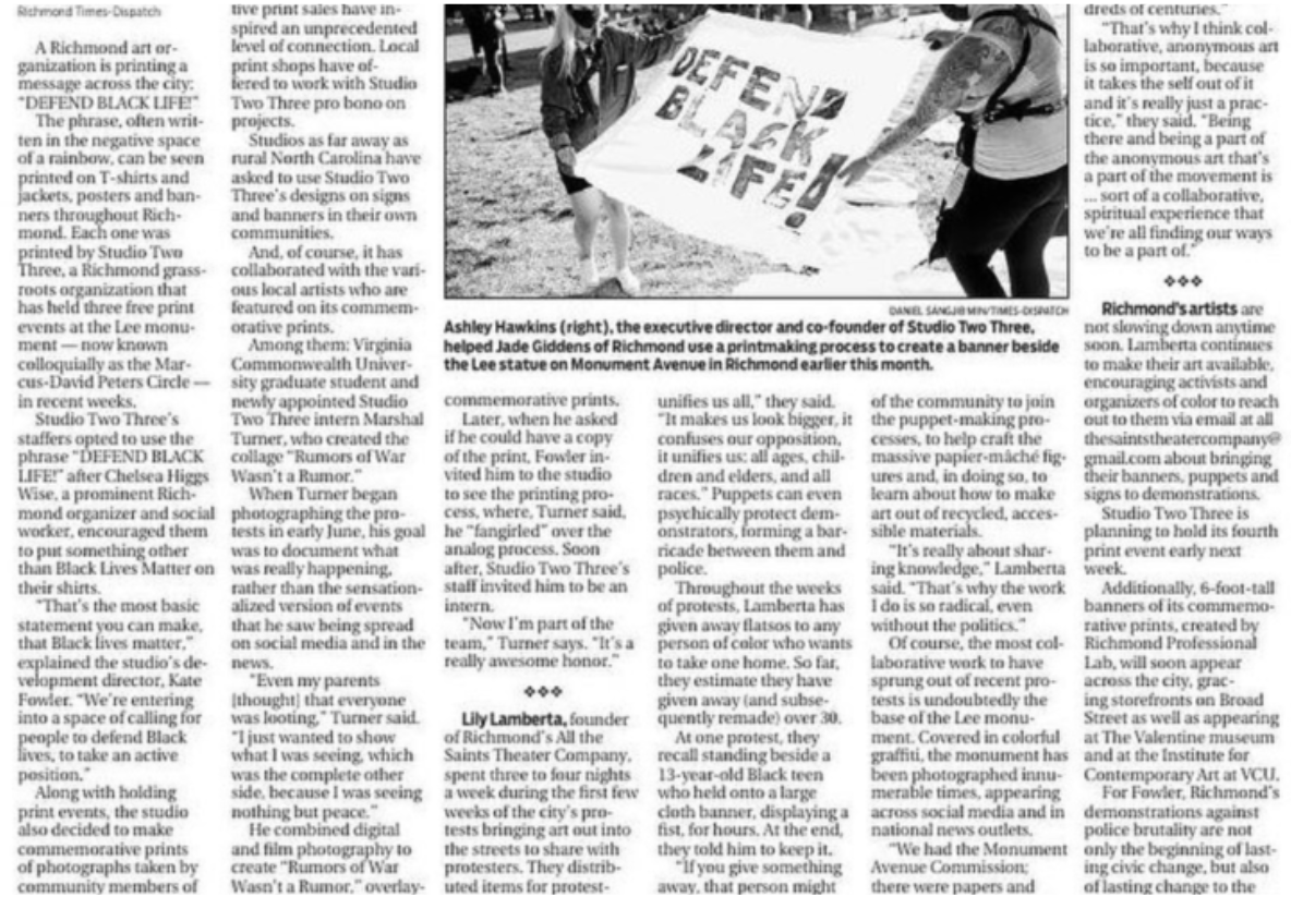 Art and activism in Richmond have long been intertwined. Nightly protests made that relationship more visible than ever. 