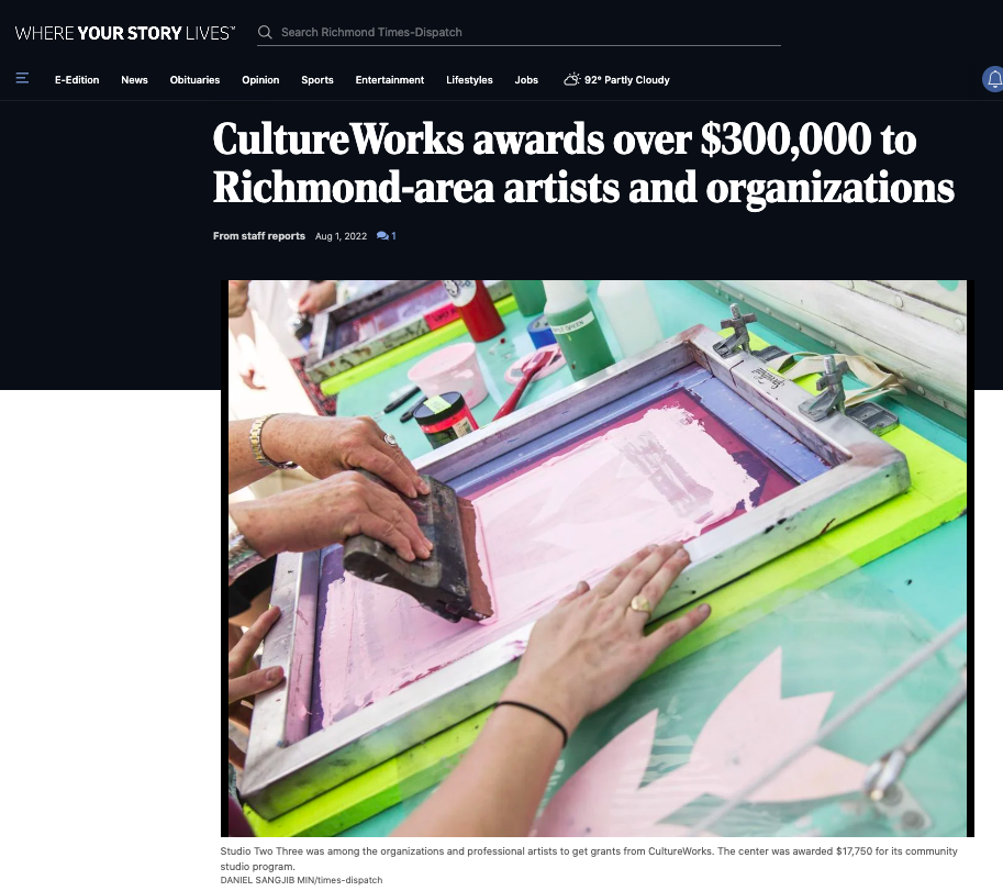 CultureWorks awards over $300,000 to Richmond-area artists and organizations