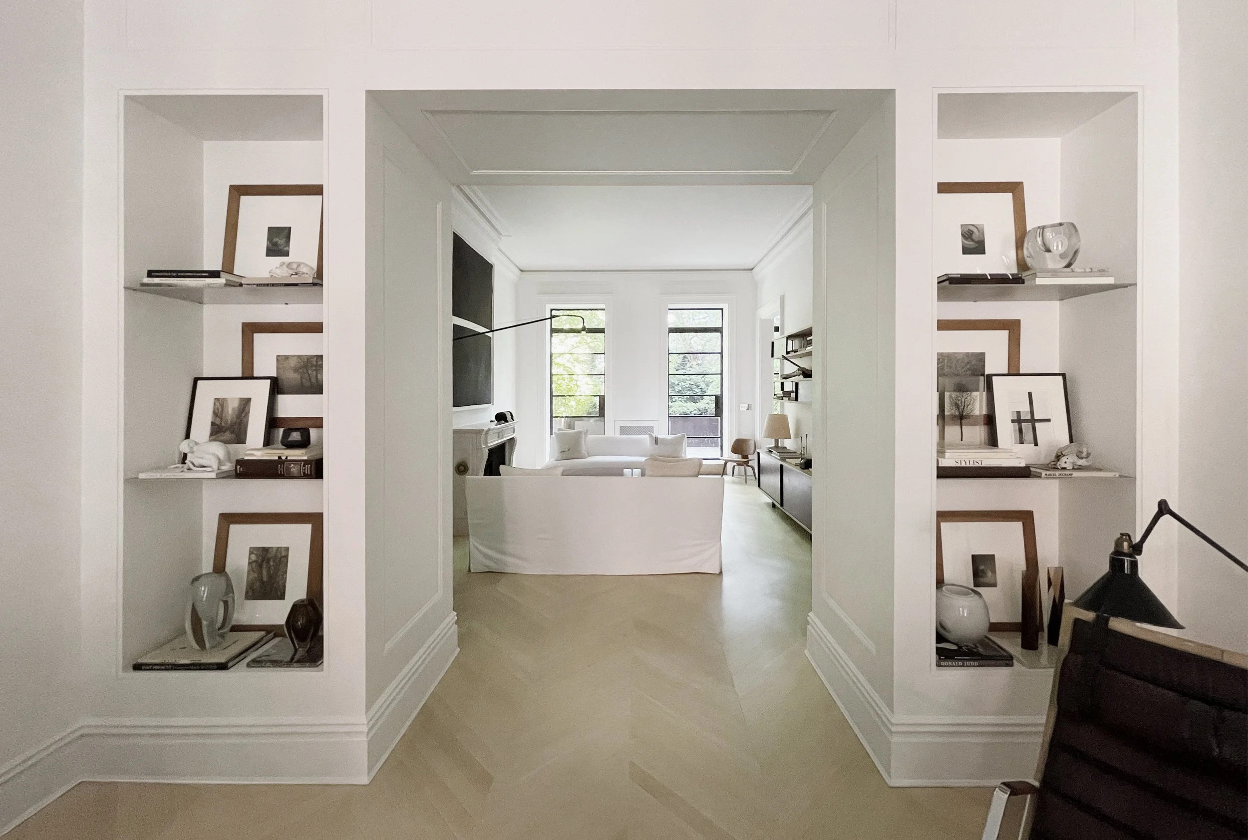 renovated living room view of Fabien Baron's West Village townhouse by JGNA