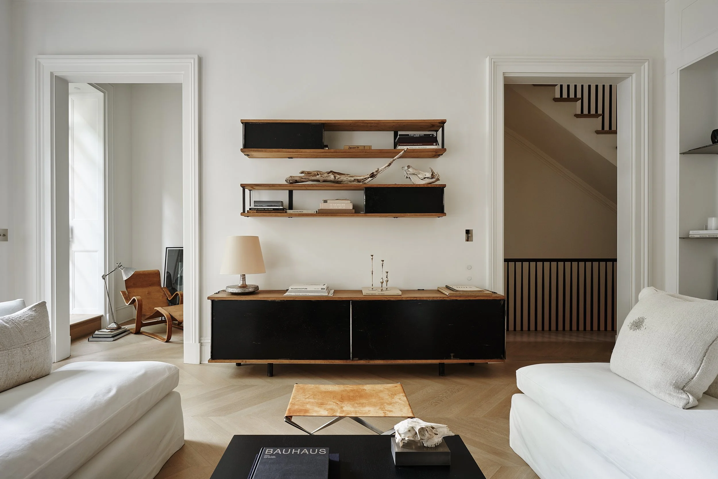 modern minimalist designed seating area of fabien baron west village townhouse by JGNA