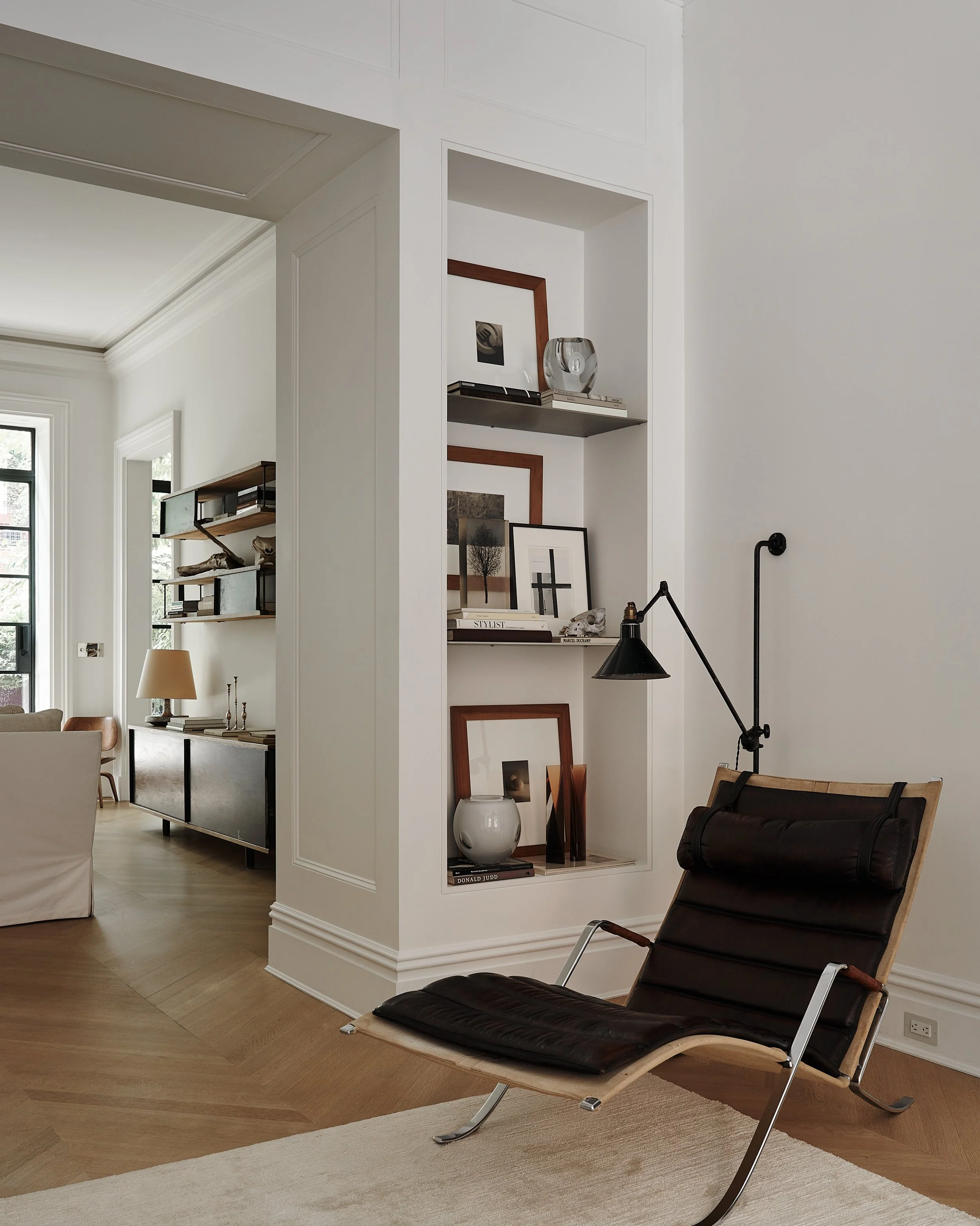 lounge chair in living room of fabien baron west village townhouse residence by JGNA