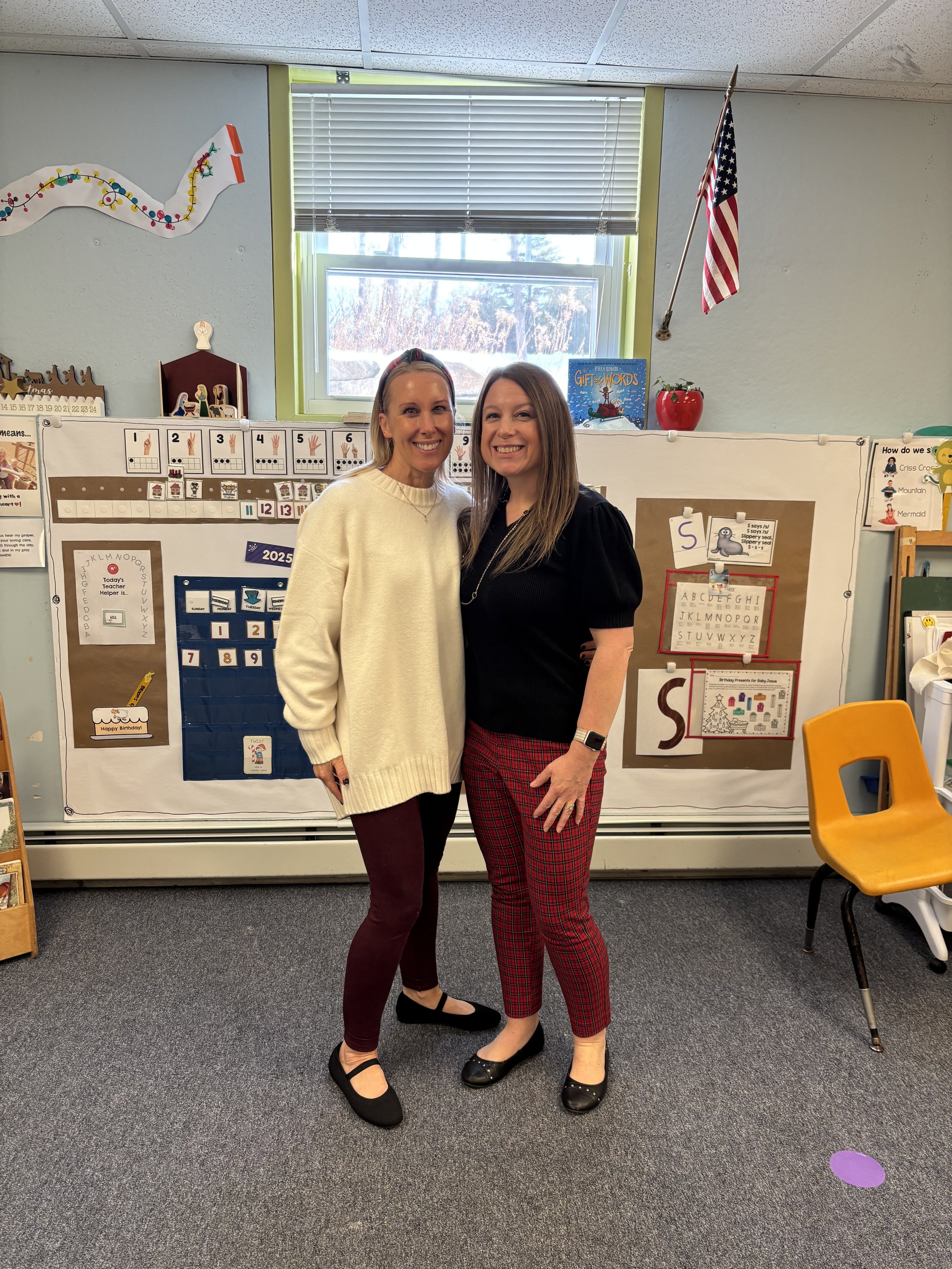 Quinn and Grey in 4s classroom after Christmas show!