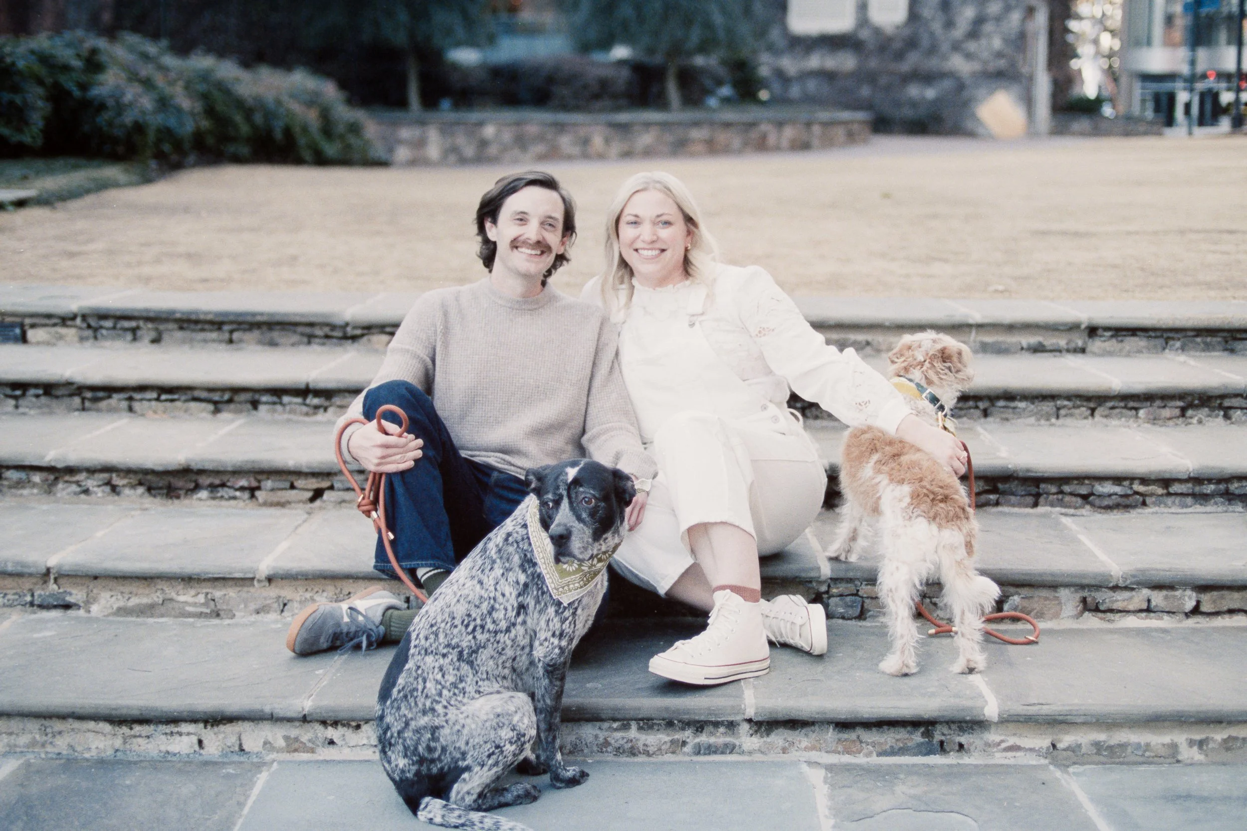 Film Engagement Photos on The Green Uptown Charlotte St Peter Catholic Church