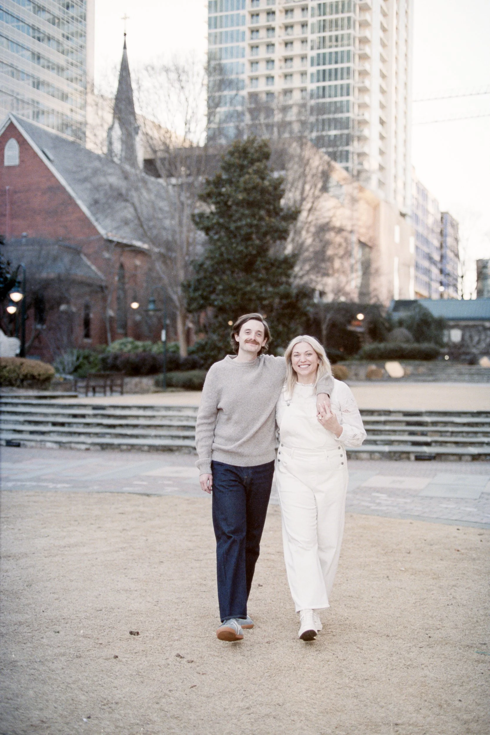 Film Engagement Photos on The Green Uptown Charlotte St Peter Catholic Church