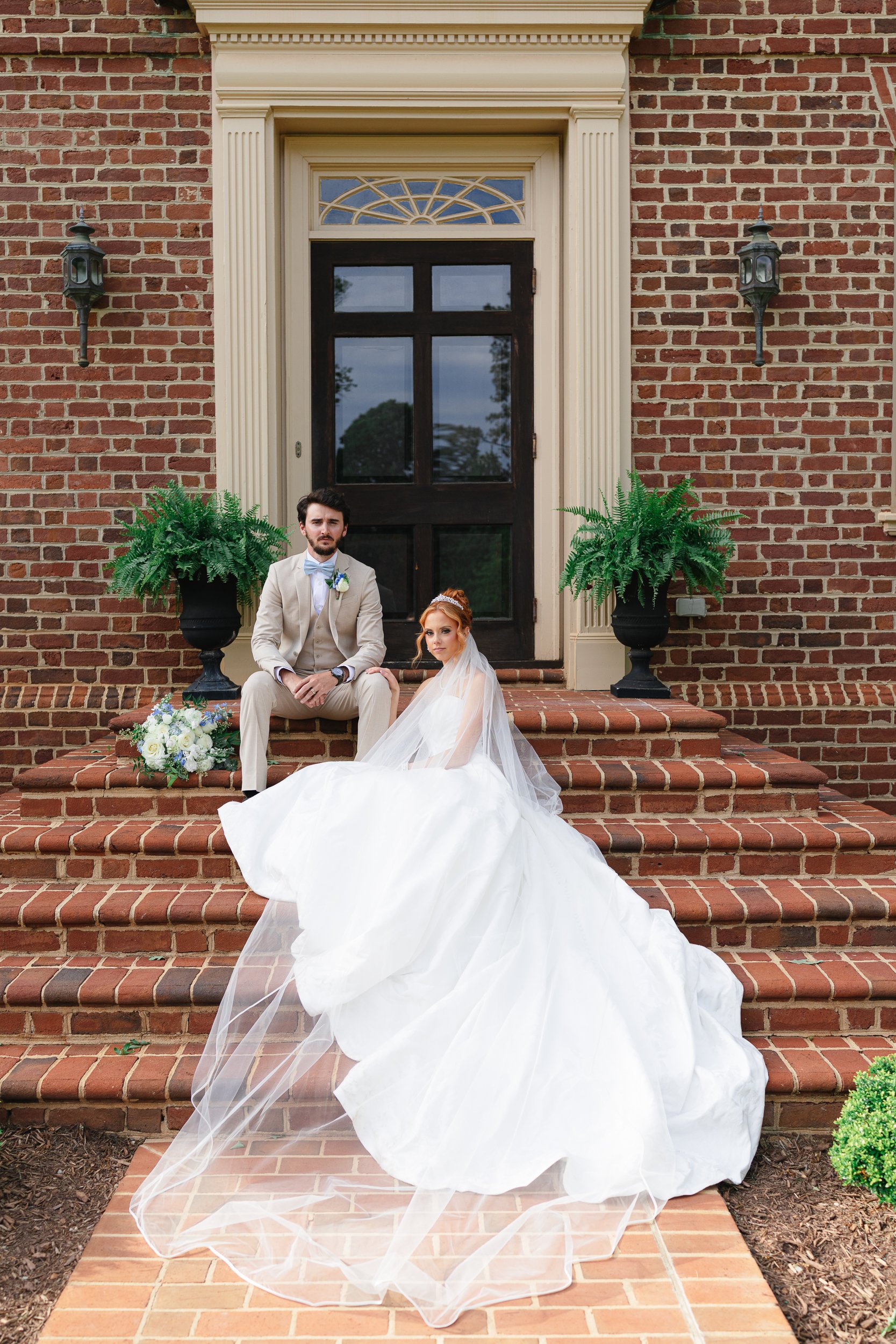 Stunning bride and groom at Crowe Mansion in Lincolnton NC by nearby best Charlotte NC wedding photographer Michael Parks, ParksPictures