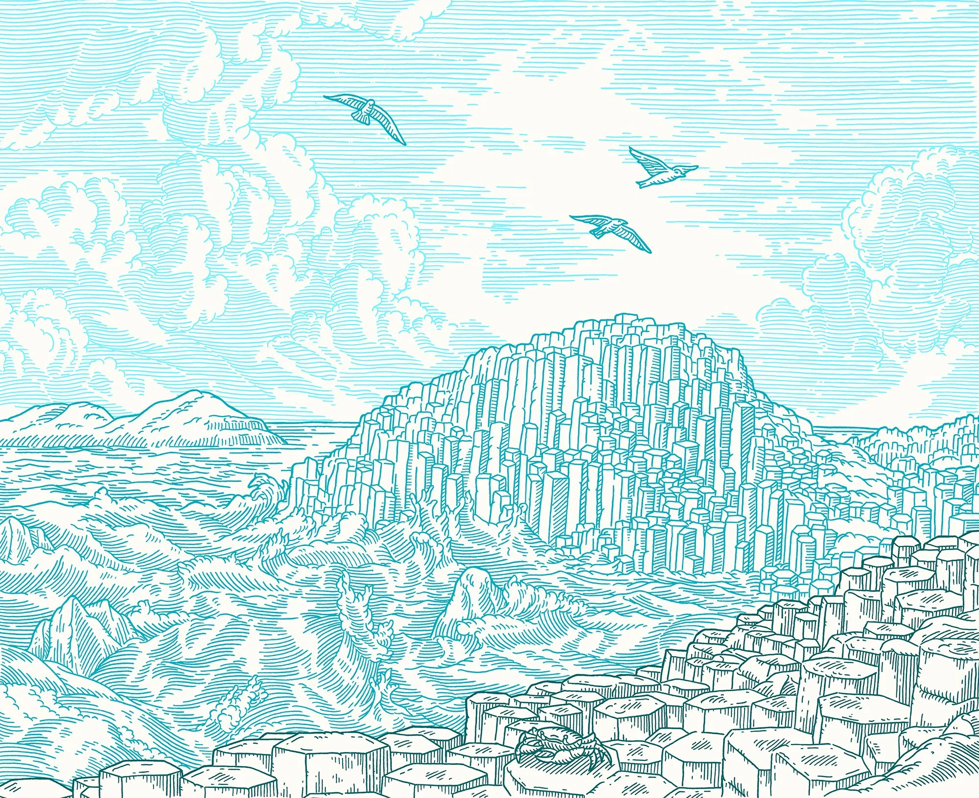 Bushmills - Giant's Causeway Beverage Illustration