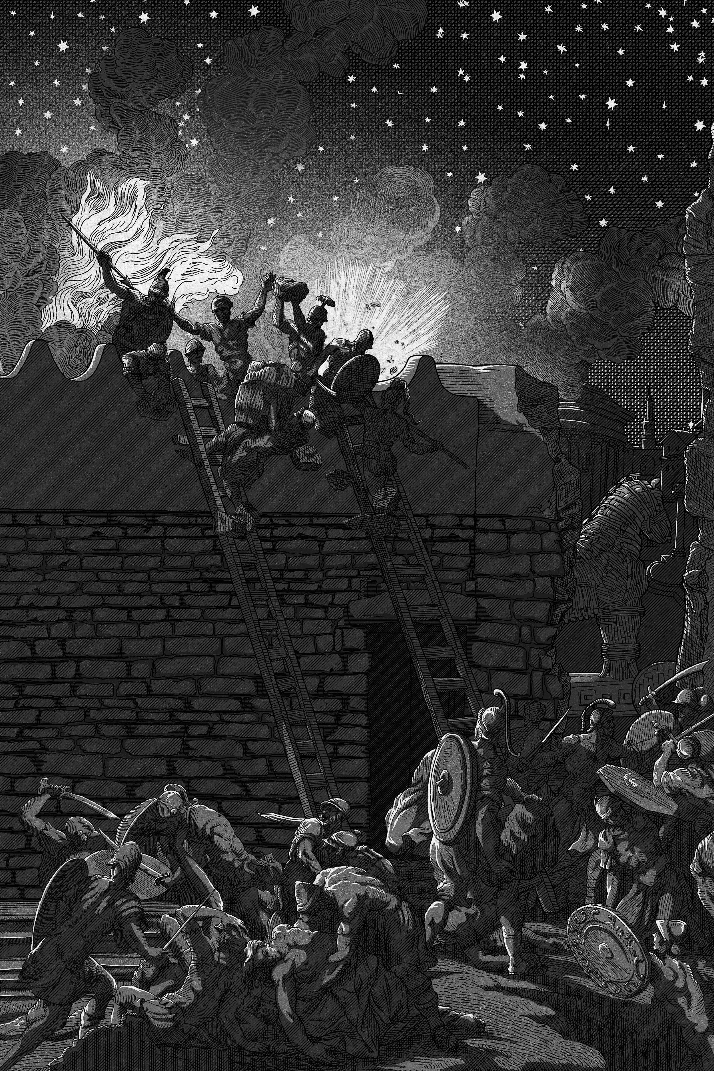 Head of Zeus - 'Castles: A Fortified History of the World', Troy Greek Myth, Publishing Illustration