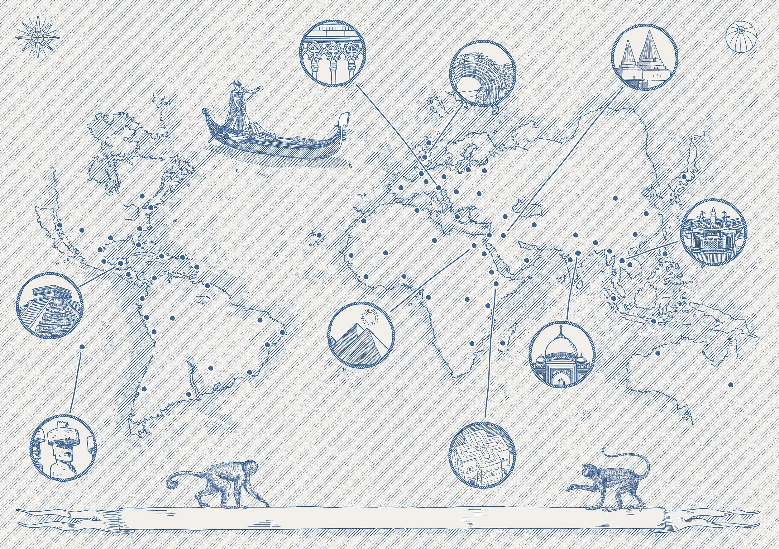 World Monument Fund - Map Illustration for Welcome Pack