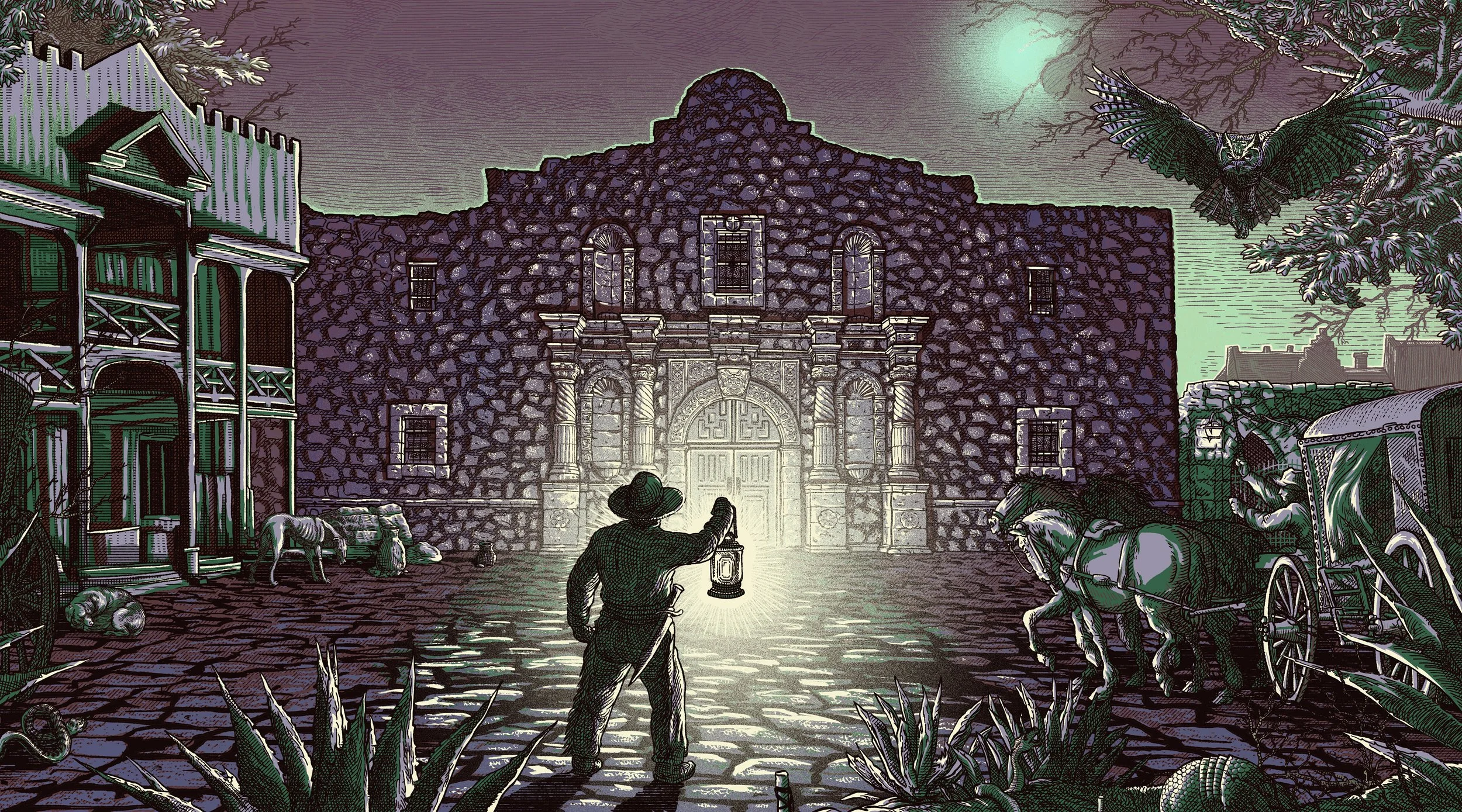 'The Bowie Knife That Killed Dracula', serialized Novel, Texas Monthly, Editorial Illustration