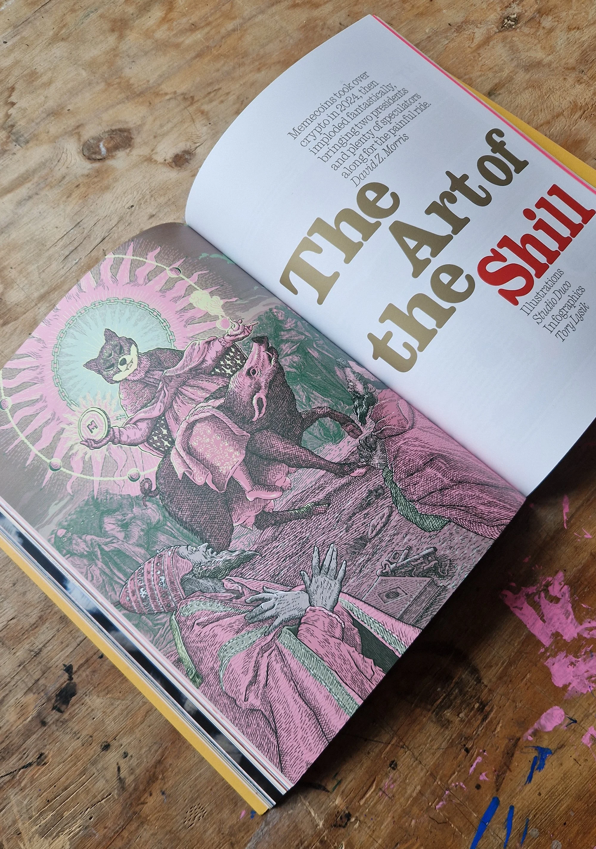 Usedcase Crypto Magazine, 'The Art of the Shrill', editorial illustration