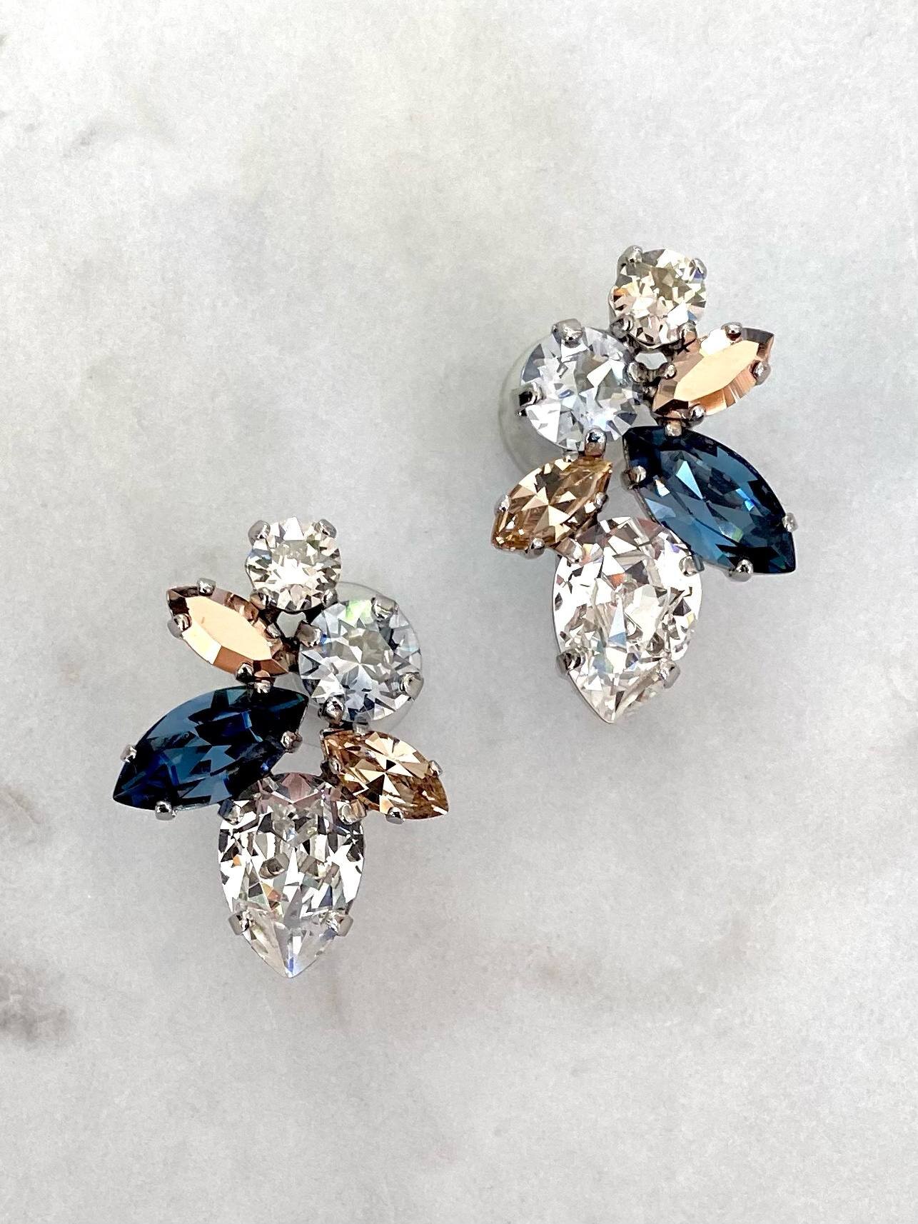 Pair of Stones Of Atlantis Illion Stud Earrings in denim