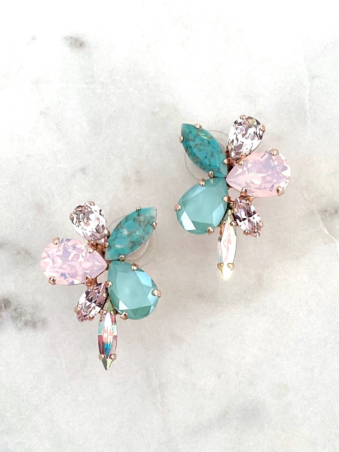 Pair of Stones Of Atlantis Krini Stud Earrings in mint pastel