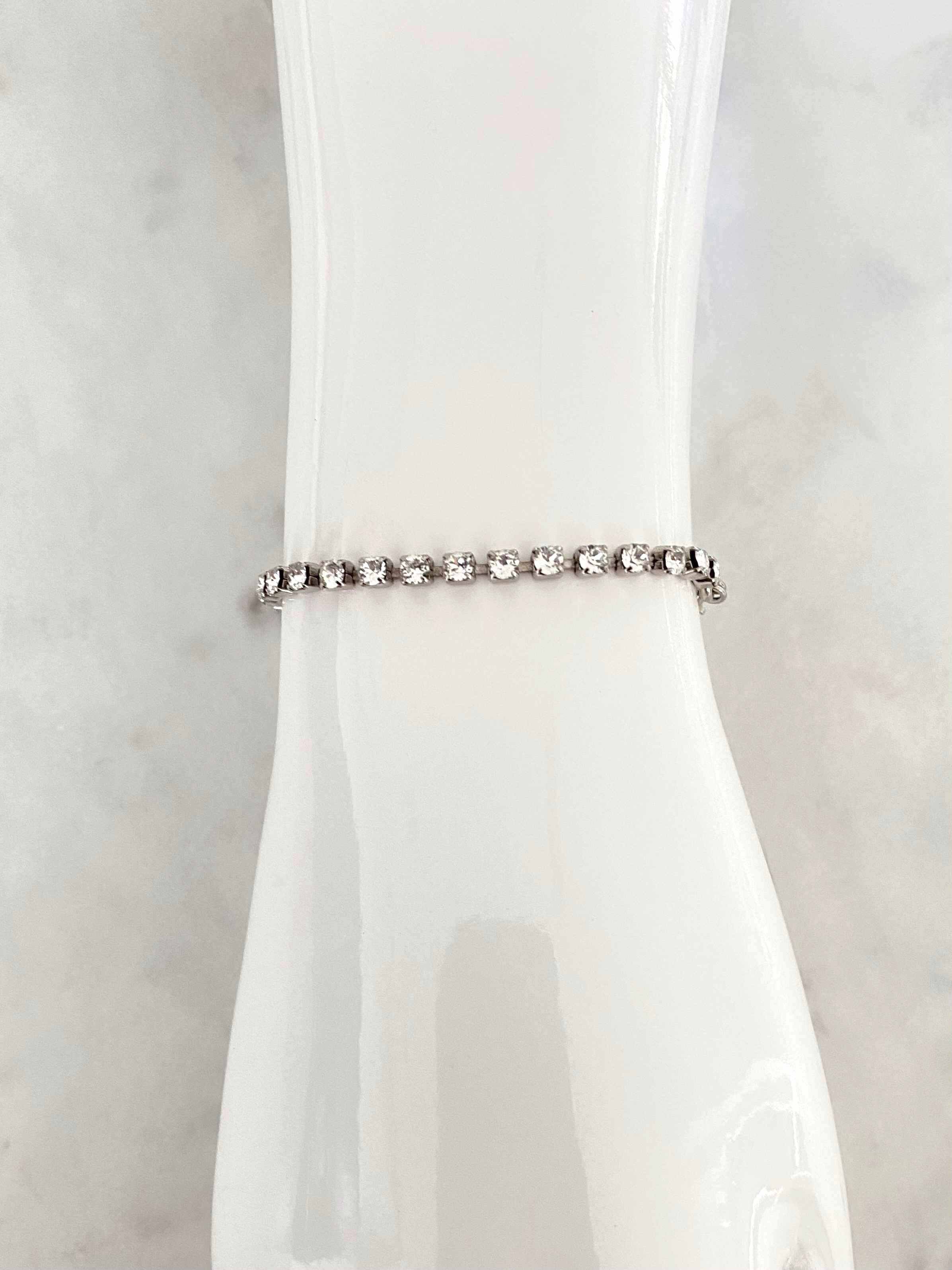 Stones Of Atlantis Kolonaki (PP24) Tennis Bracelet in clear crystal on hand