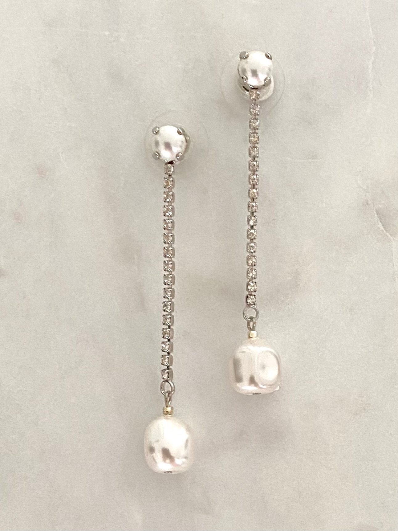 Stones Of Atlantis Alimos Pearl Drop Earrings (rhodium plated)