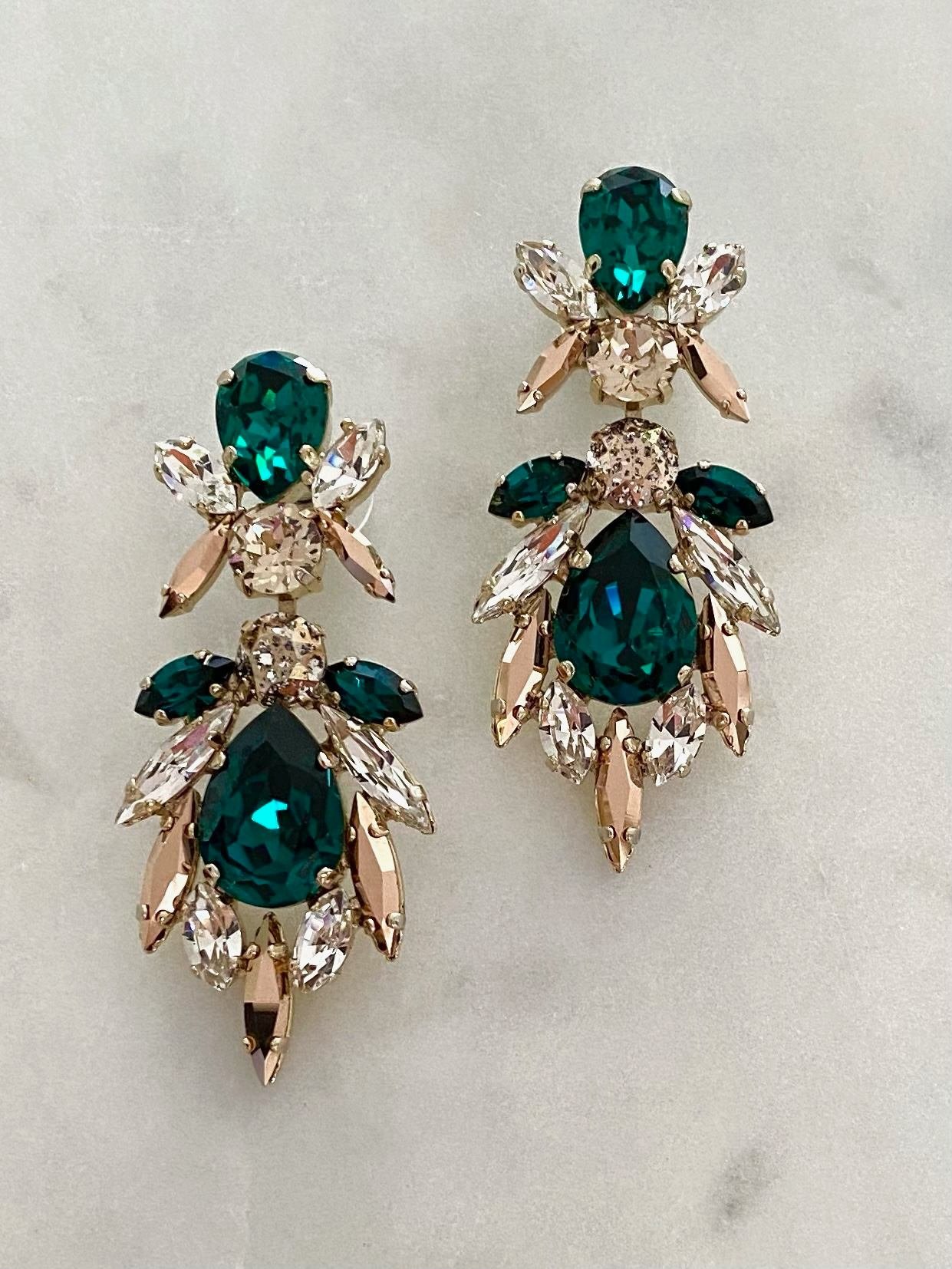 Stones Of Atlantis Xanthi Drop Earrings in emerald