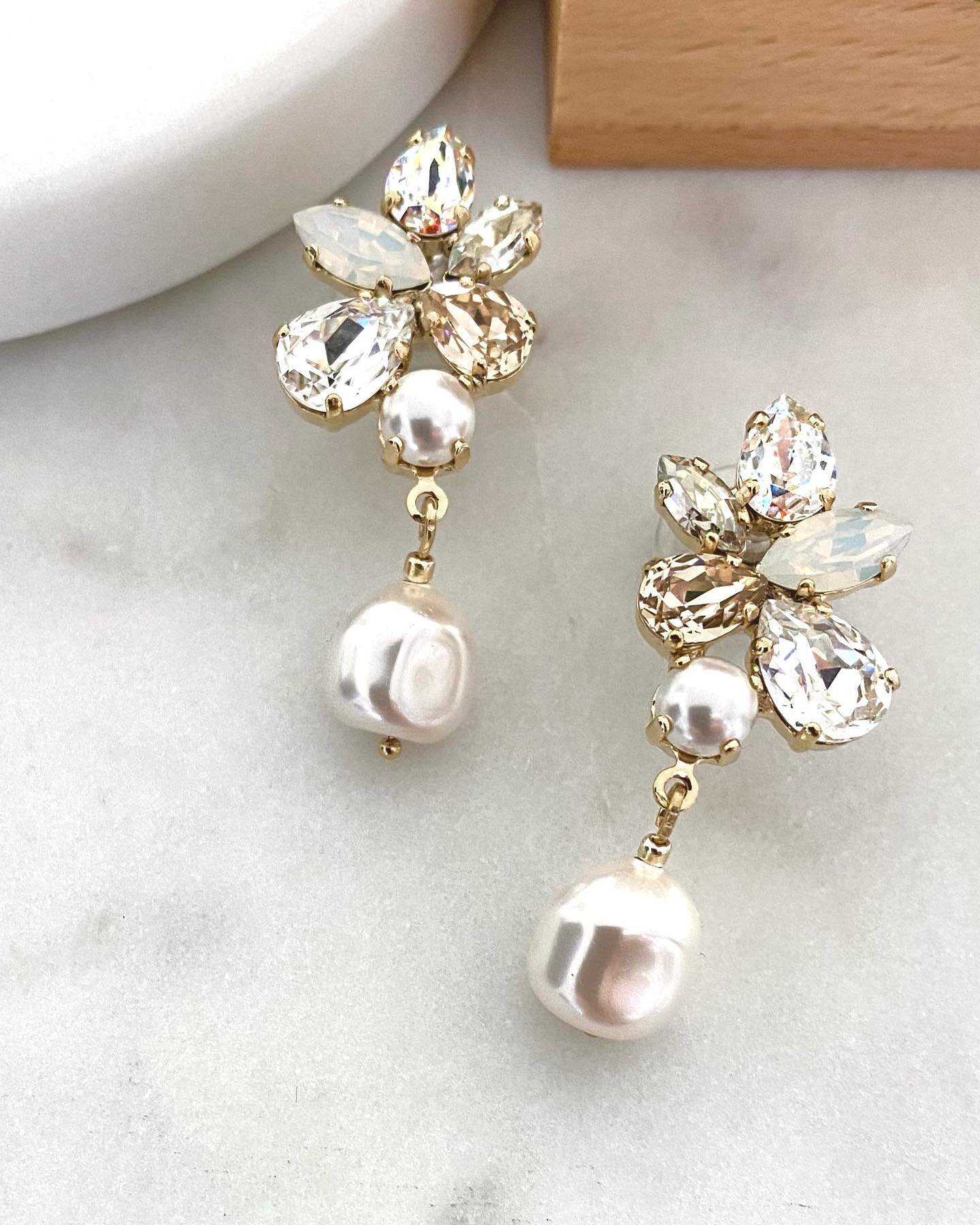 New to our ever expanding range &bull; D E L P H I &bull; pearl drop earrings custom designed for a beautiful client&rsquo;s babies christening! 🤍🤍