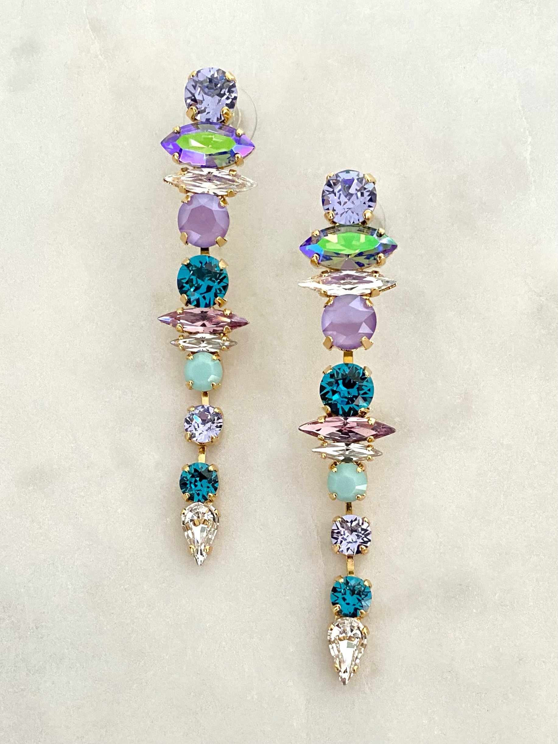 Stones Of Atlantis Mythos Drop Earrings in lilac and aqua