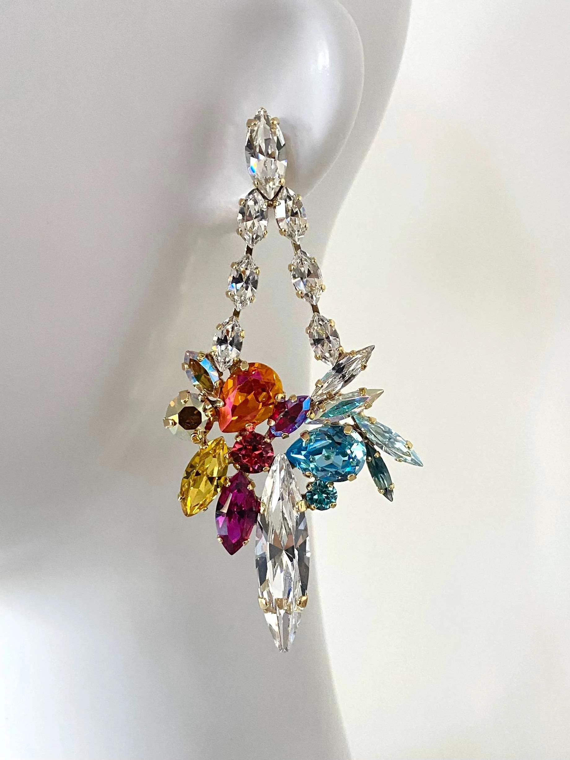 Stones Of Atlantis Pythagorio Drop Earrings (paniyiri) on head