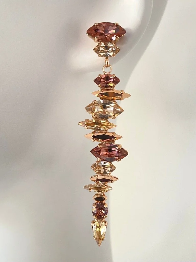 Stones Of Atlantis Pandroso Drop Earrings Pear in burgundy on head
