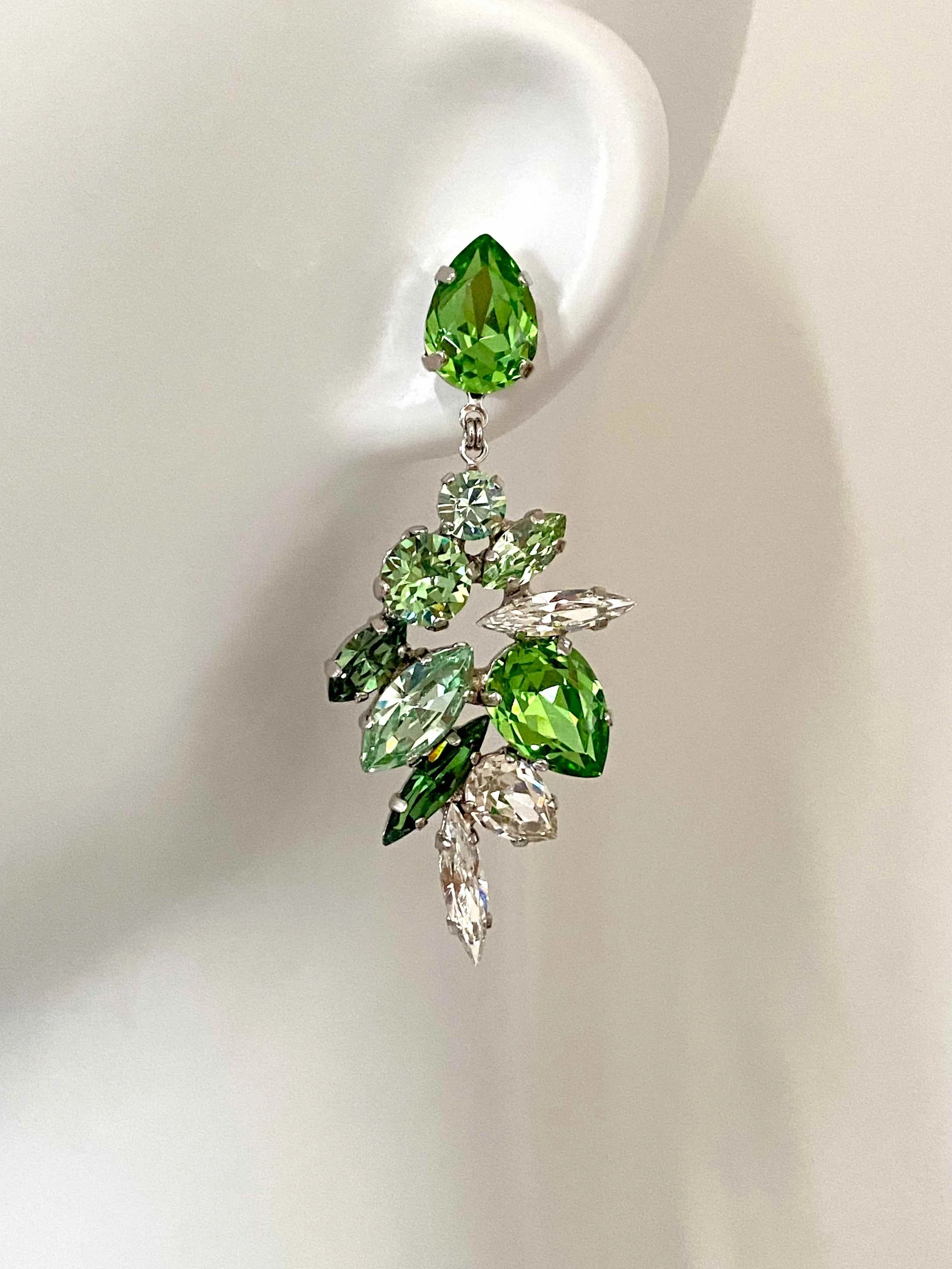 Stones Of Atlantis Halkidiki Drop Earrings in peridot on head