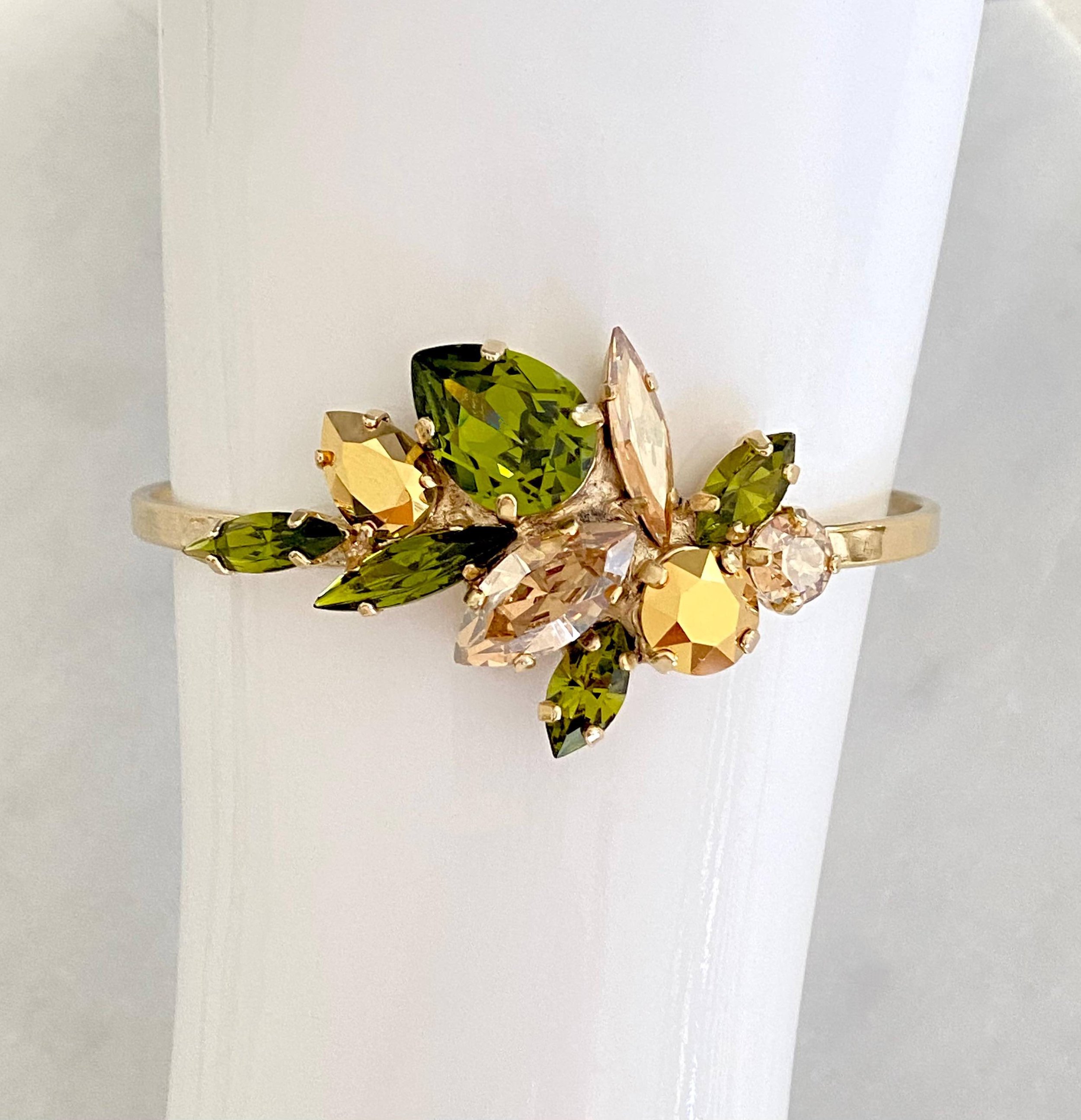 Stones Of Atlantis Halkidiki Cuff in olivine on arm