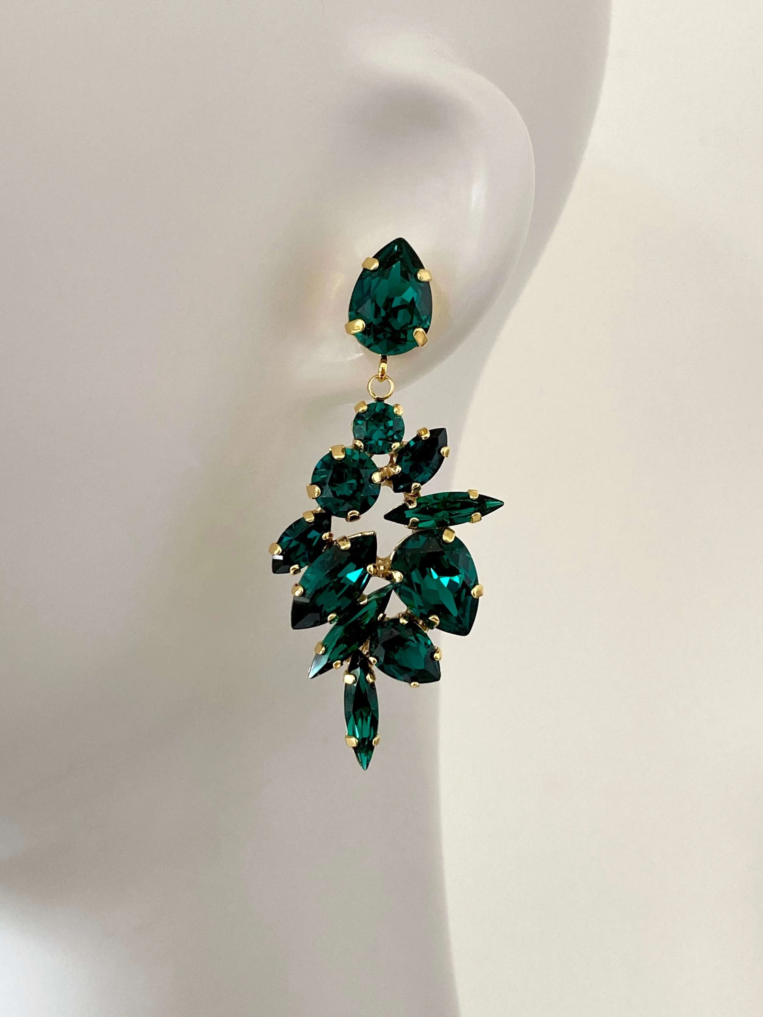 Stones Of Atlantis Halkidiki Drop Earrings in emerald on head
