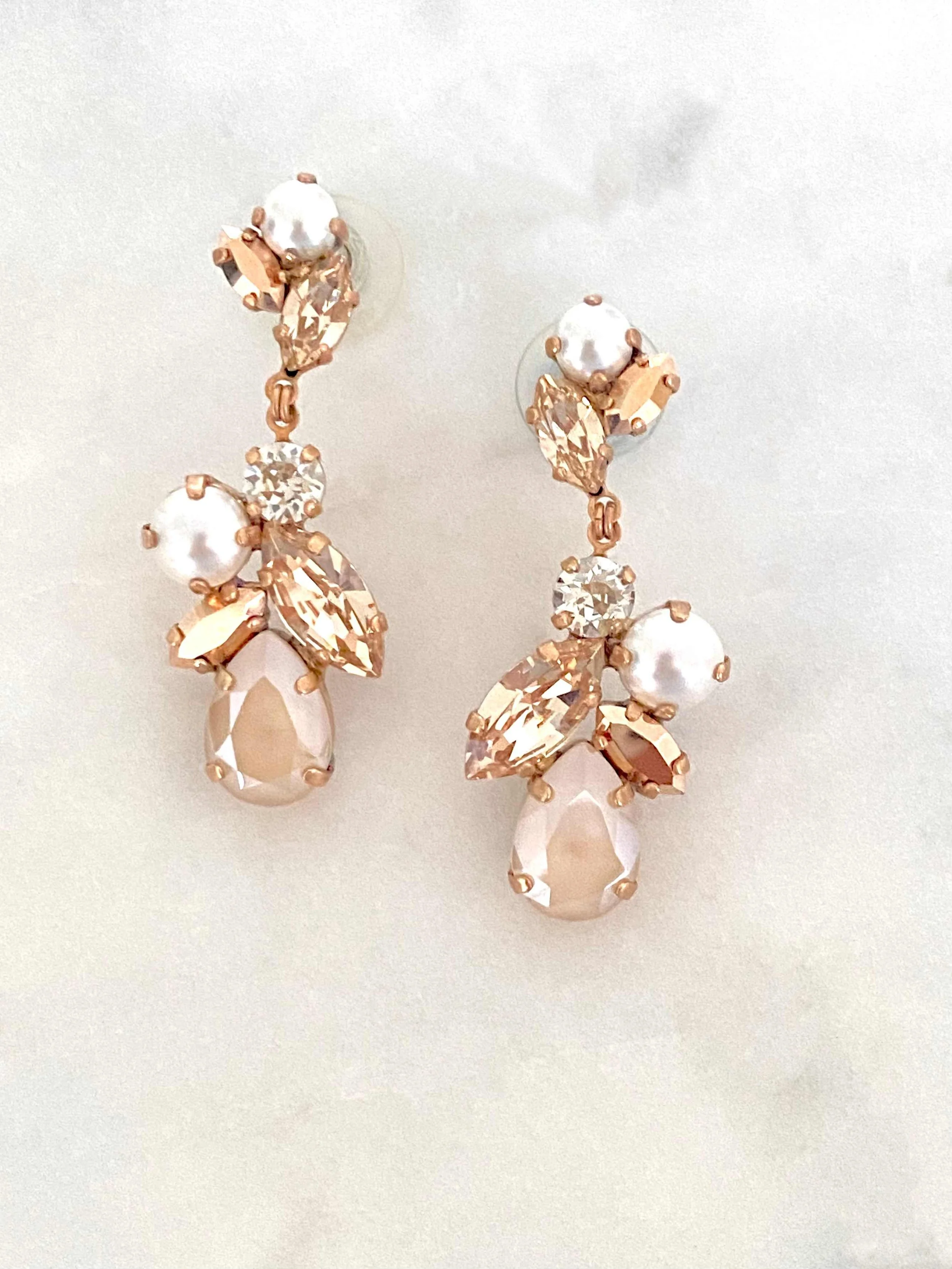 Pair of Stones Of Atlantis Livadi Drop Earrings in ivory and pearl