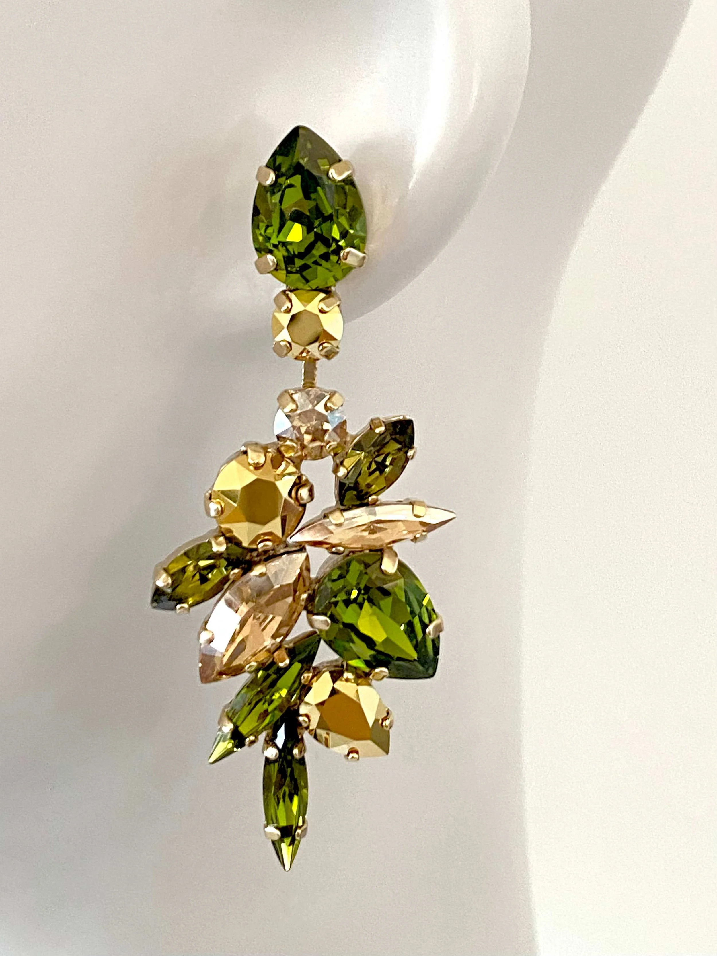 Stones Of Atlantis Halkidiki Drop Earrings in olivine on head