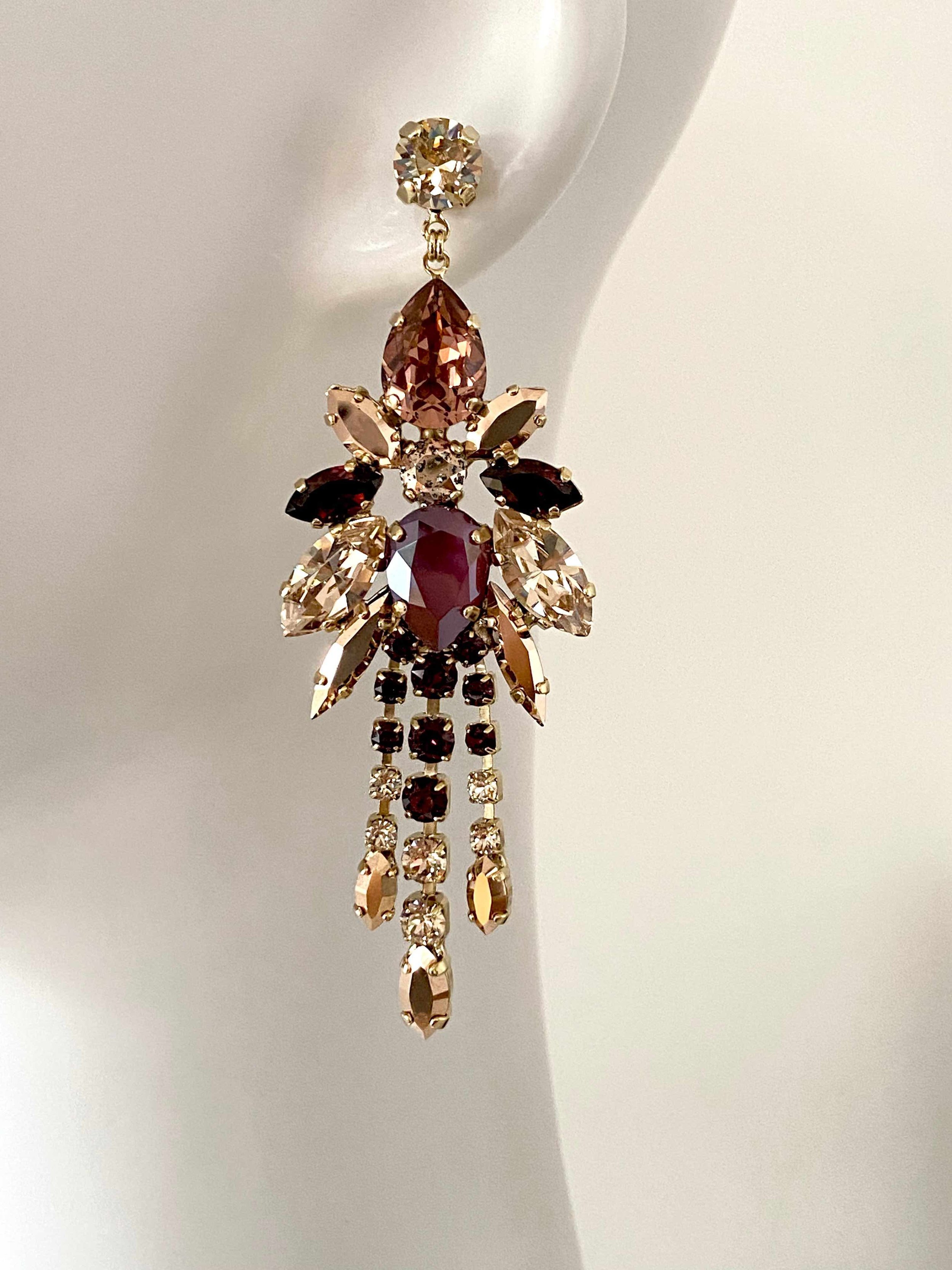 Stones Of Atlantis Agistri Drop Earrings in Bordeaux on head