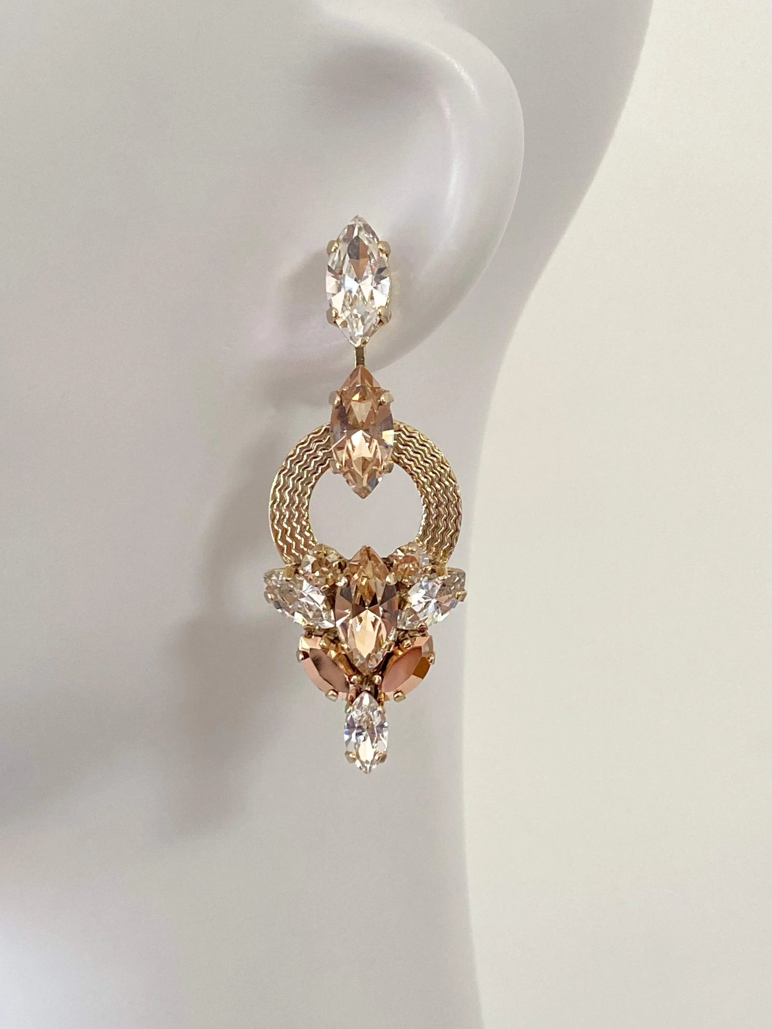 Stones Of Atlantis Ioulia Drop Earrings in nudes on head
