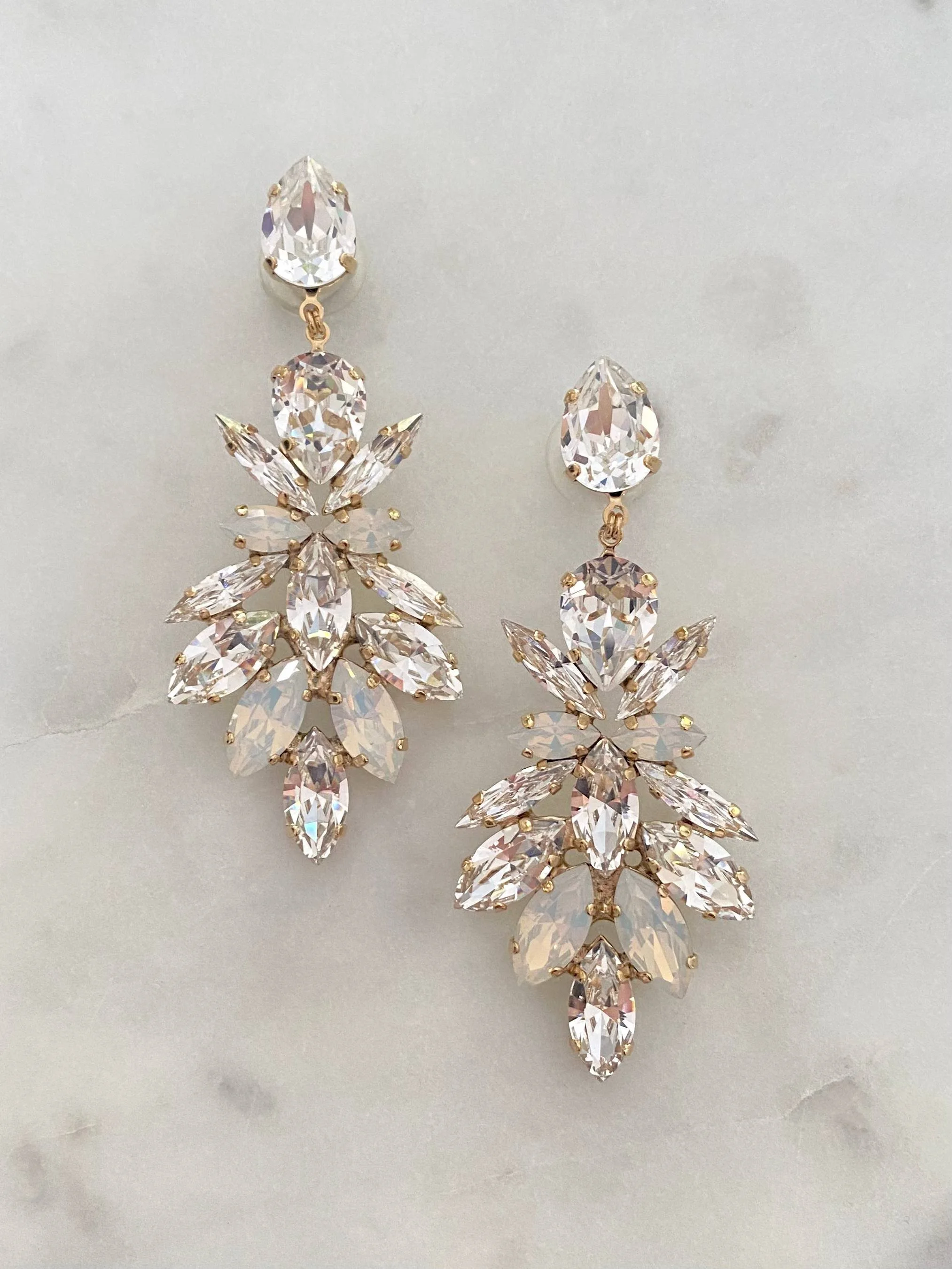 Pair of Stones Of Atlantis Romanou Drop Earrings in white opal