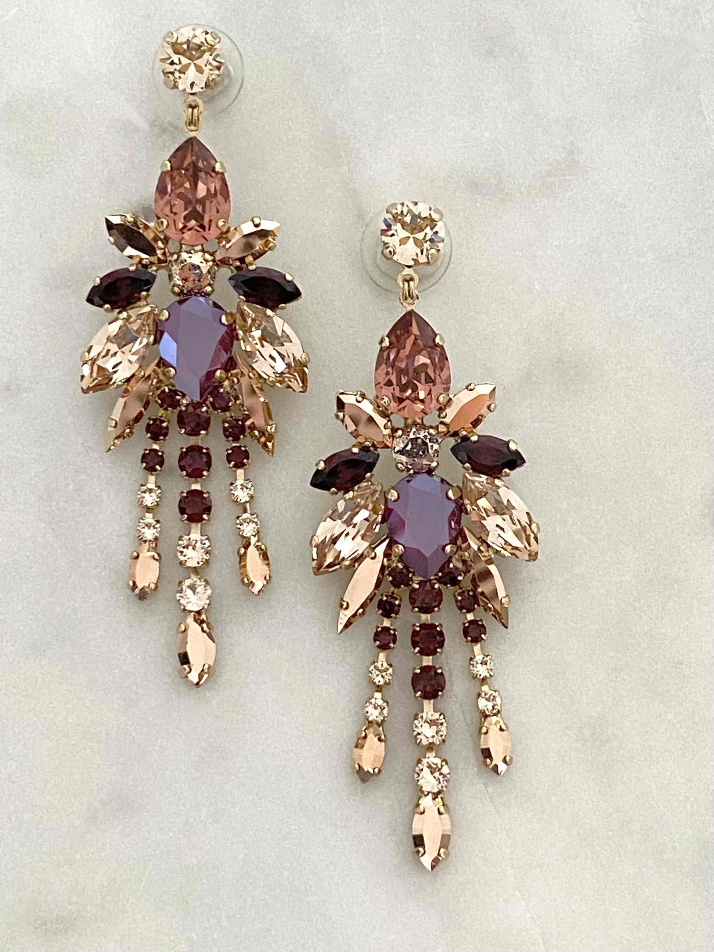 Stones Of Atlantis Agistri Drop Earrings in Bordeaux