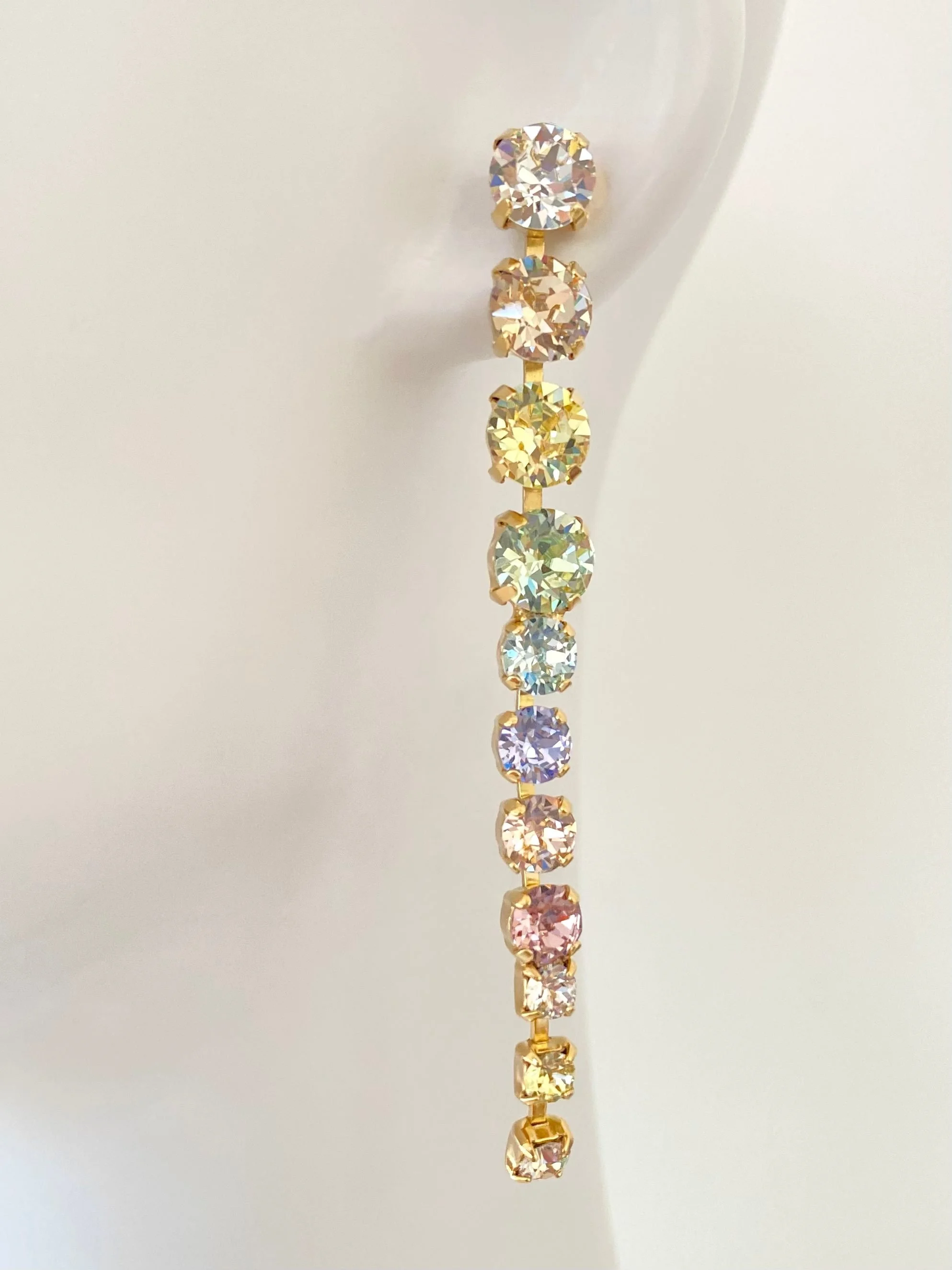 Stones Of Atlantis Ithaki Drop Earrings in pastels on head