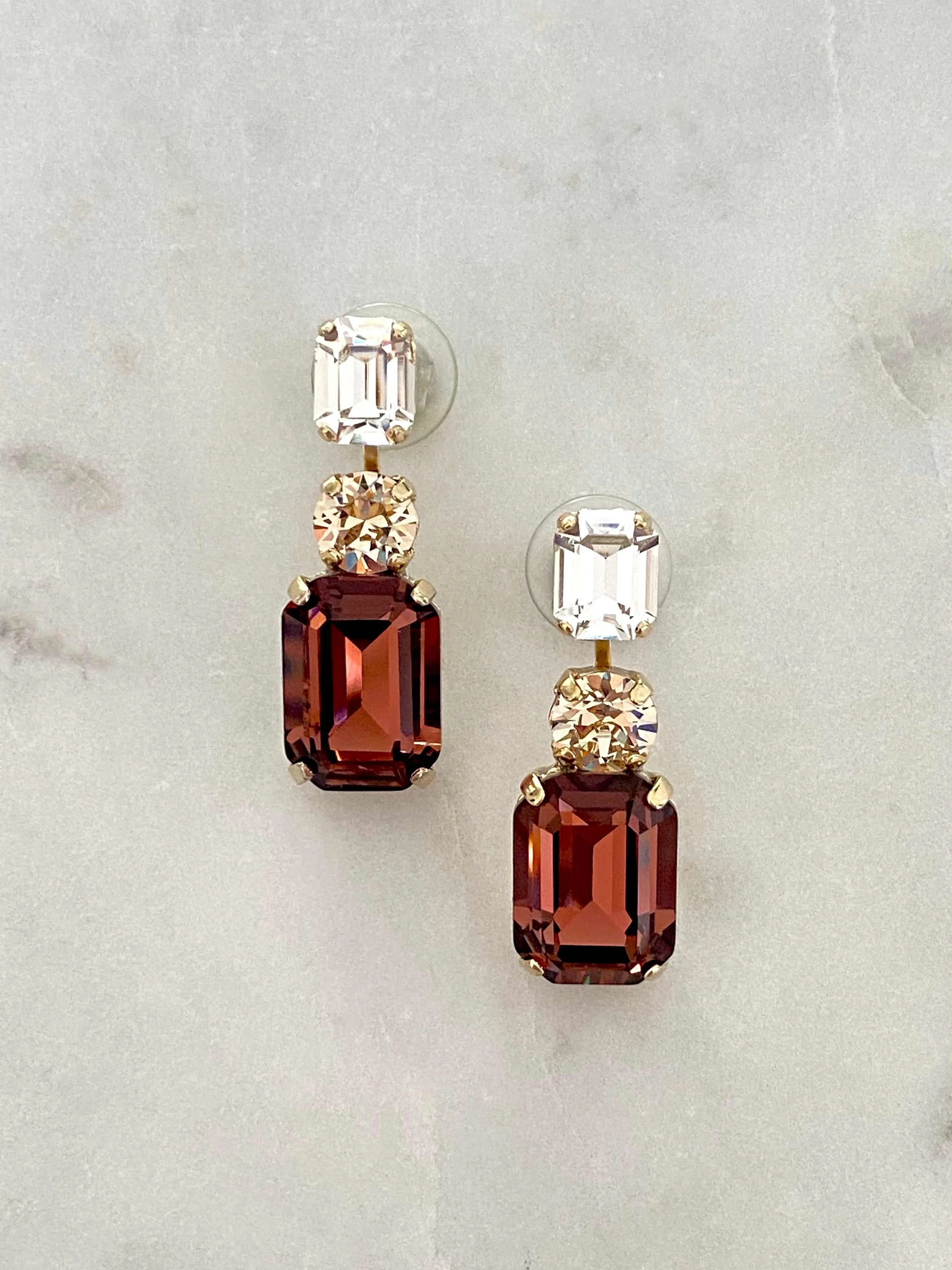 Stones Of Atlantis Kouros Drop Earrings (L) in burgundy