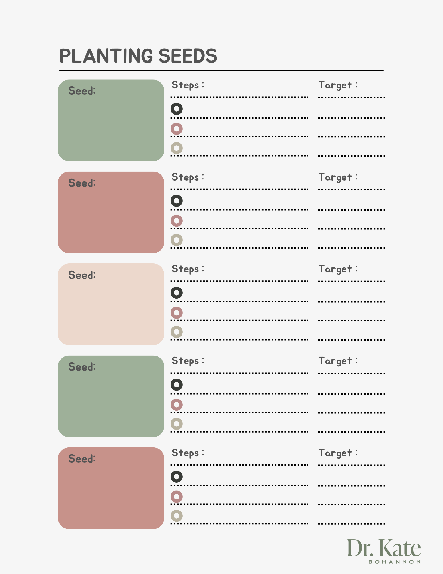 Planting Seeds Checklist