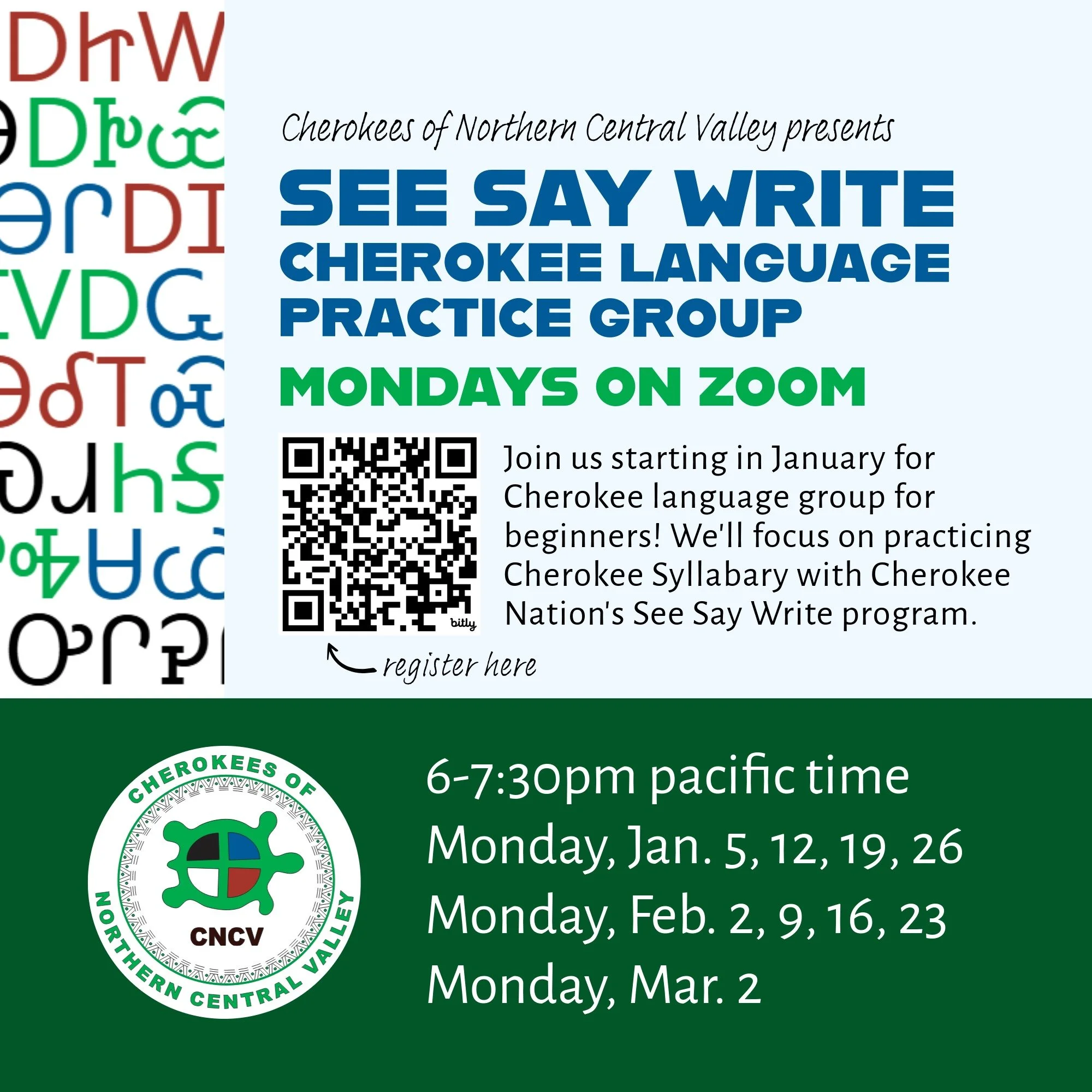 See Say Write Cherokee Language Practice Group: Monday Nights on Zoom