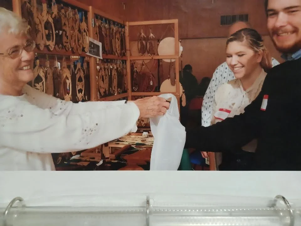 Jerry's wife, Marie, helped him at every event.
