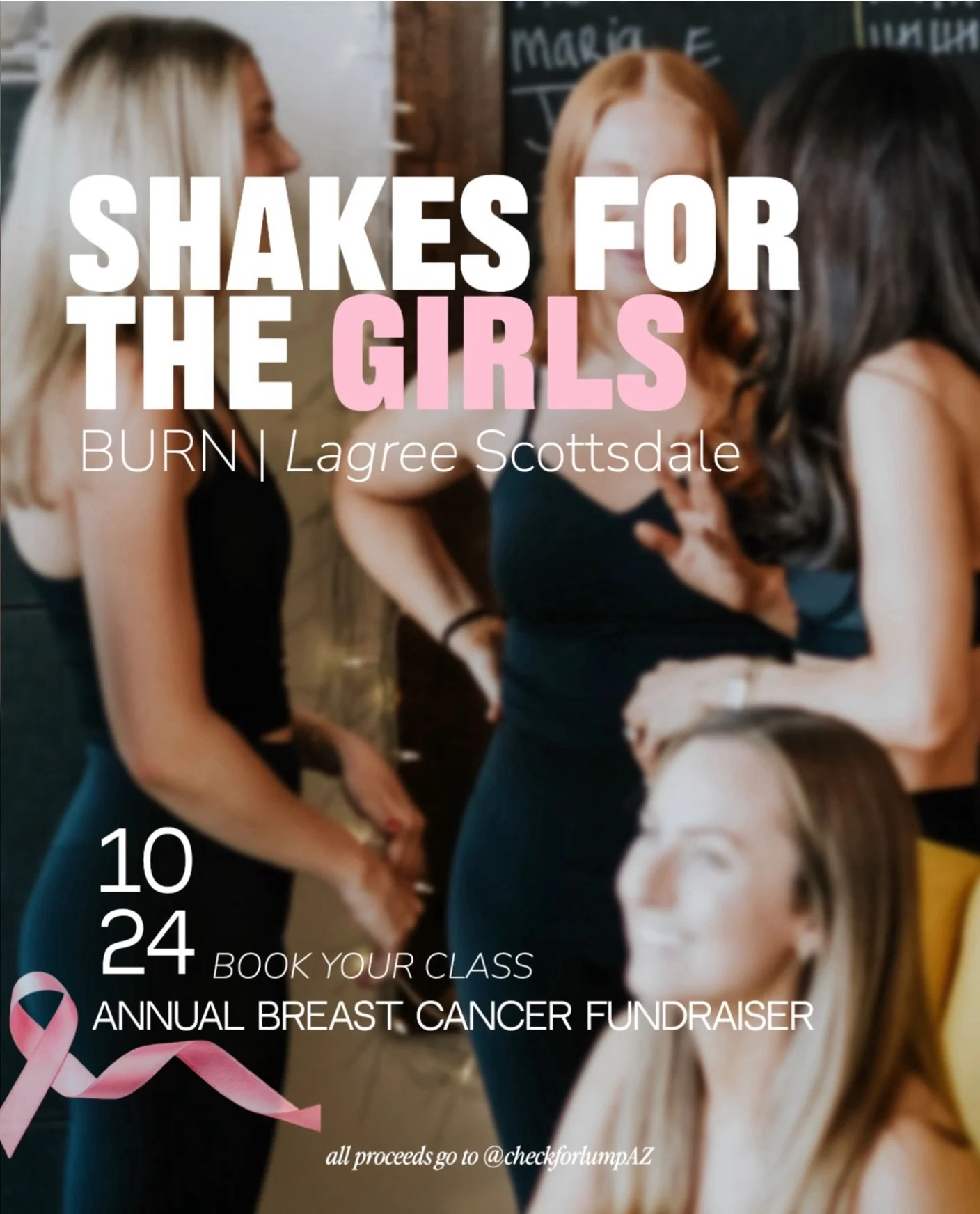 🎀 BURN FOR A CAUSE 💗

5 YEARS of showing up, shaking it out, and giving back!

Join us Saturday, October 24th, for our annual breast cancer fundraiser benefiting Check for a Lump, a local organization supporting breast cancer awareness, education, 