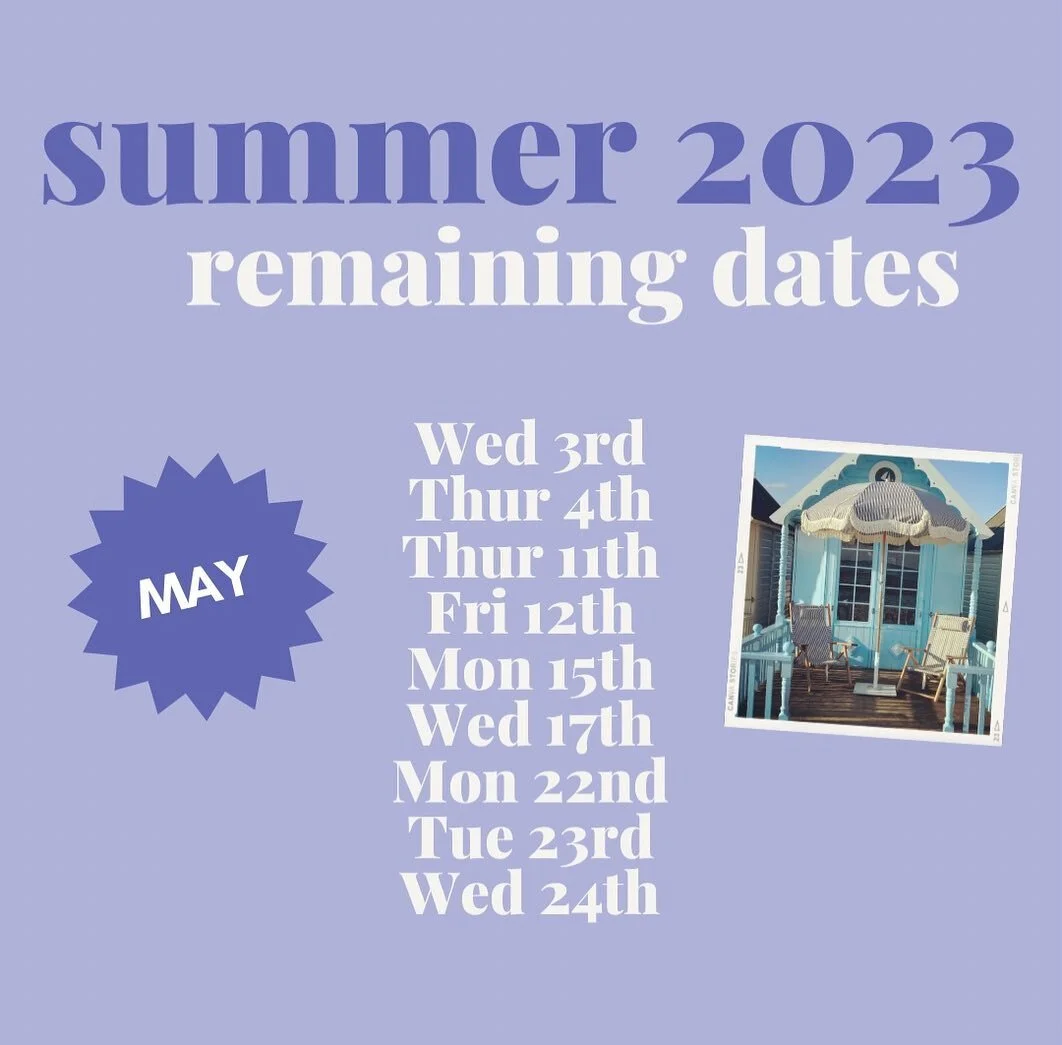 The last few dates remaining for this season 👆🏽🏖️☀️ 
#beachhut #beachhuts #essex #ukholiday #colchester #towie #beachday #ukbeach #glampinguk #glamping #summer2022 #westmersea #waltononthenaze #southendonsea #eastlondon #daysoutwithkids #icecream