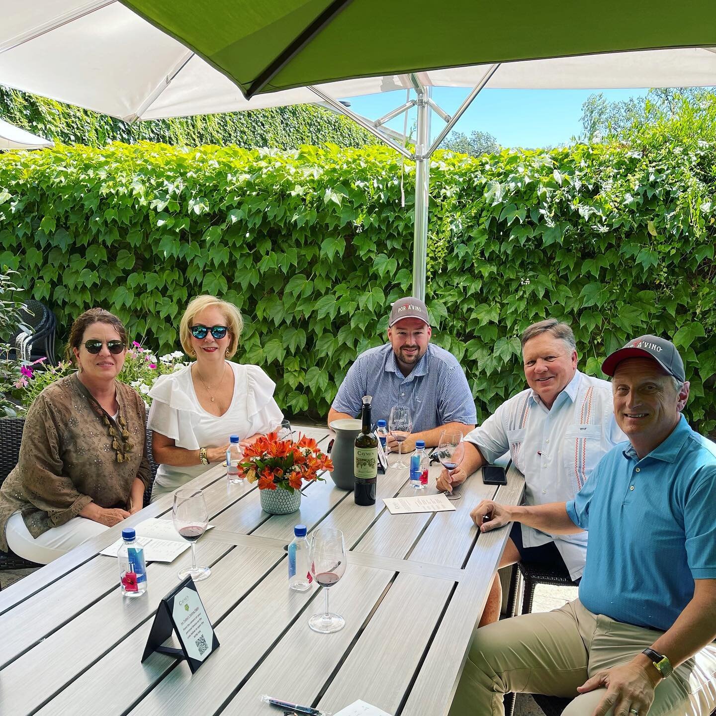 While the Floyds &amp; Brennemans were in Napa, they spent a morning at Caymus Vineyards and had a wonderful time!

Porta&rsquo;Vino sells Liters of Caymus Cabernet Sauvignon! As always, you can purchase bottles to go.

Call today to make a reservati