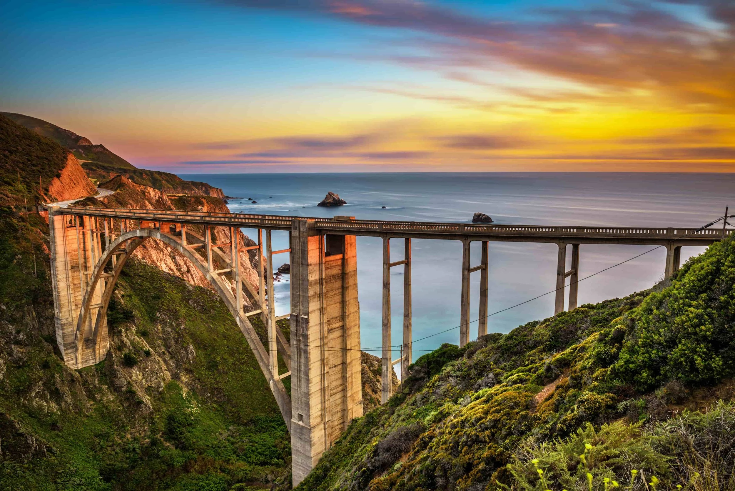 One of the highest bridges of its kind in the world, soaring 260 feet above the bottom of a steep canyon carved by Bixby Creek. This world famous Instagram photo opp - is located just 11 miles from Big Sur campground.