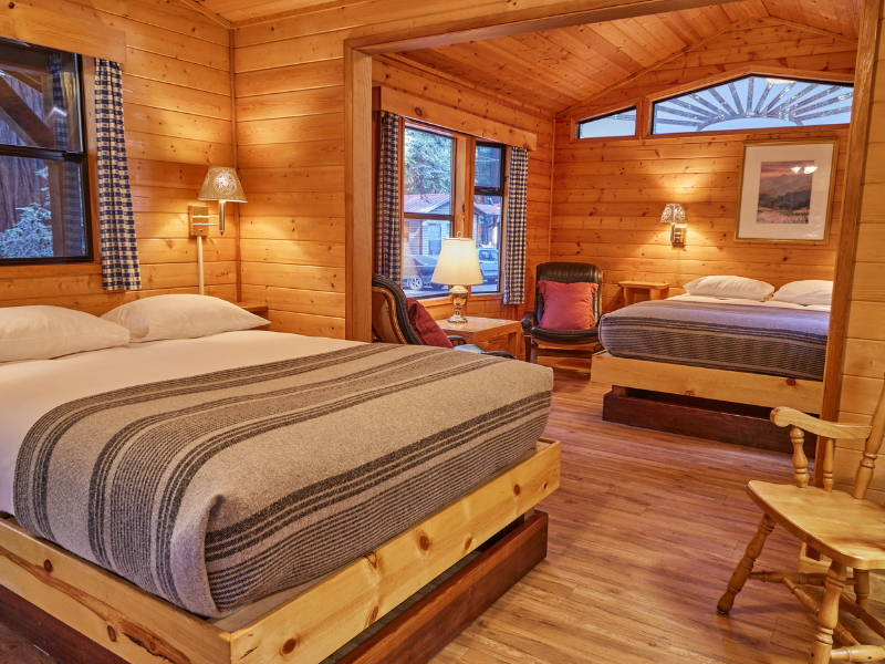 Interior of 1 room 2 bed cabin 54